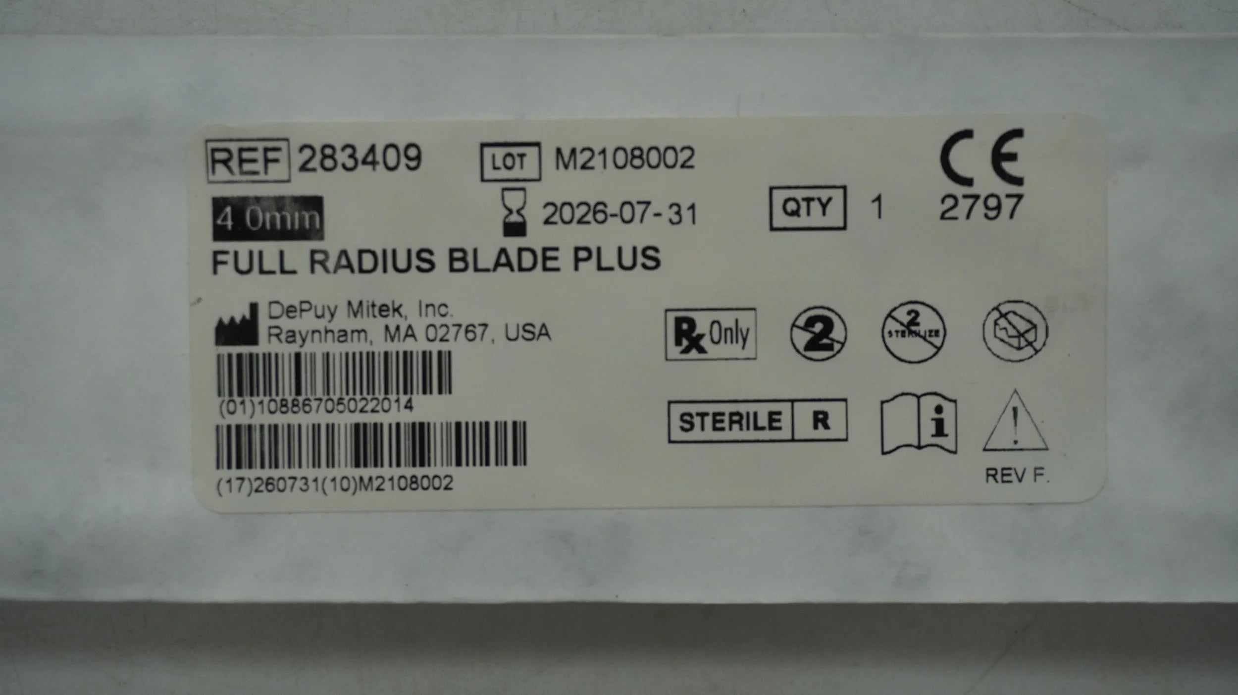Depuy Synthes | 283409 | 4.00 Full Radius Blade Plus