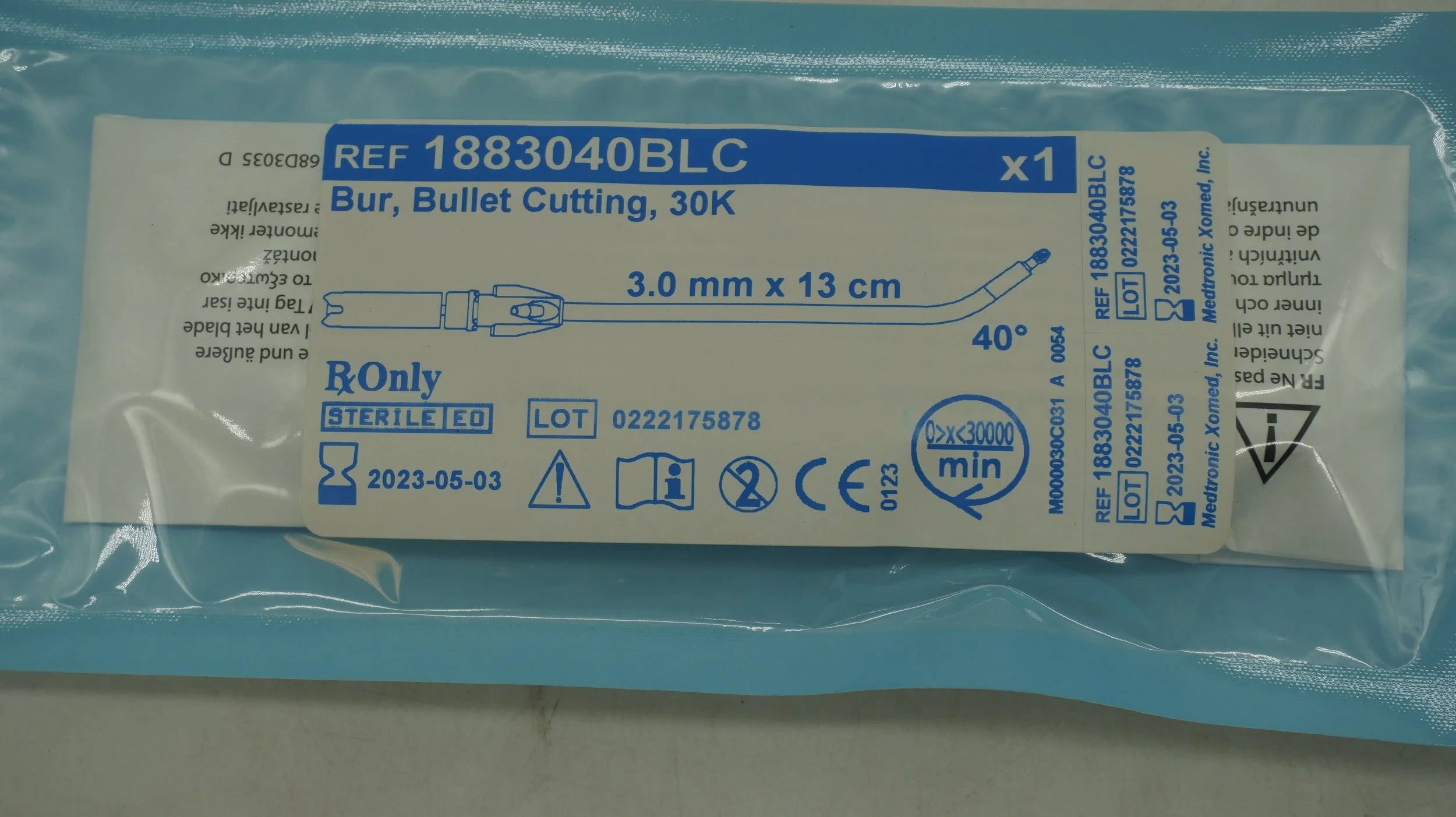 Medtronic | 1883040BLC | Bur, Bullet Cutting, 30k 3.0mm x 13cm