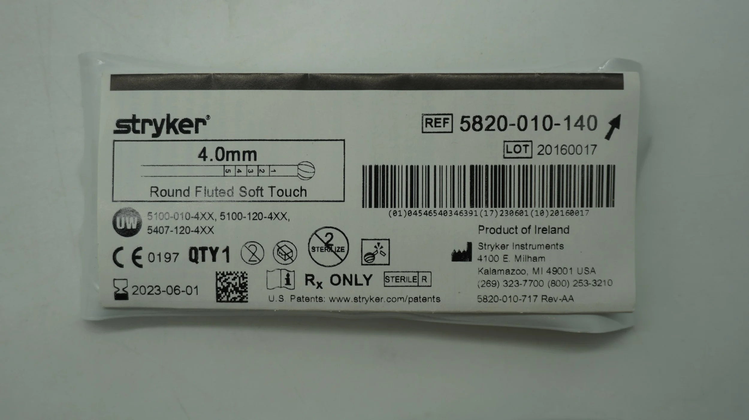 Stryker | 5820-010-140 | 4.0mm Round Fluted Soft Touch