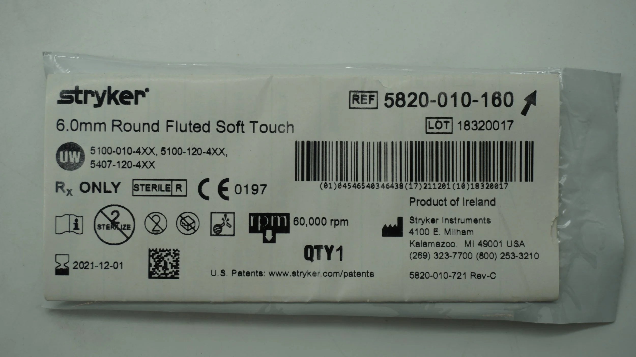 Stryker | 5820-010-160 | 6.0mm Round Fluted Soft Touch