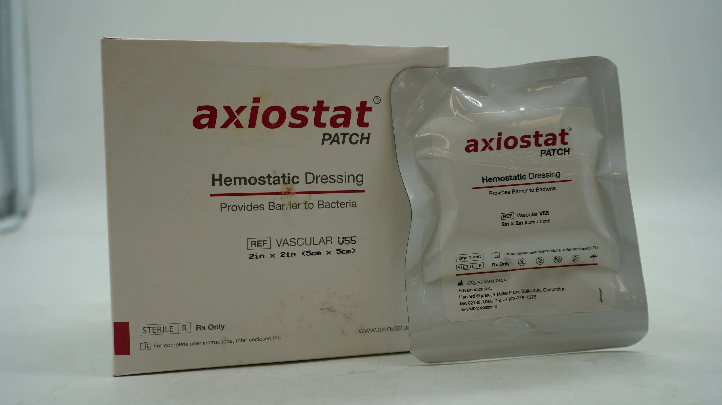 ADVAMEDICA | V55 | Axiostat Patch Hemostatic Dressing 2in x 2in