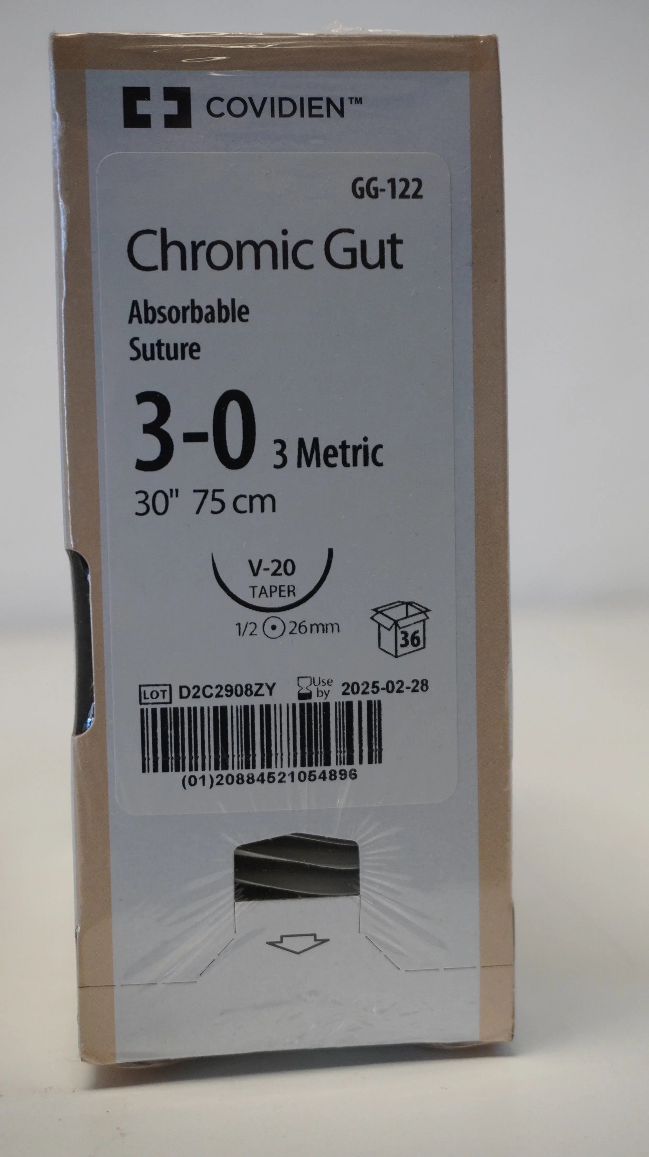 Covidien | GG-122 | Chromic Gut Absorbable Suture 3-0 3 Metric 30" 75cm
