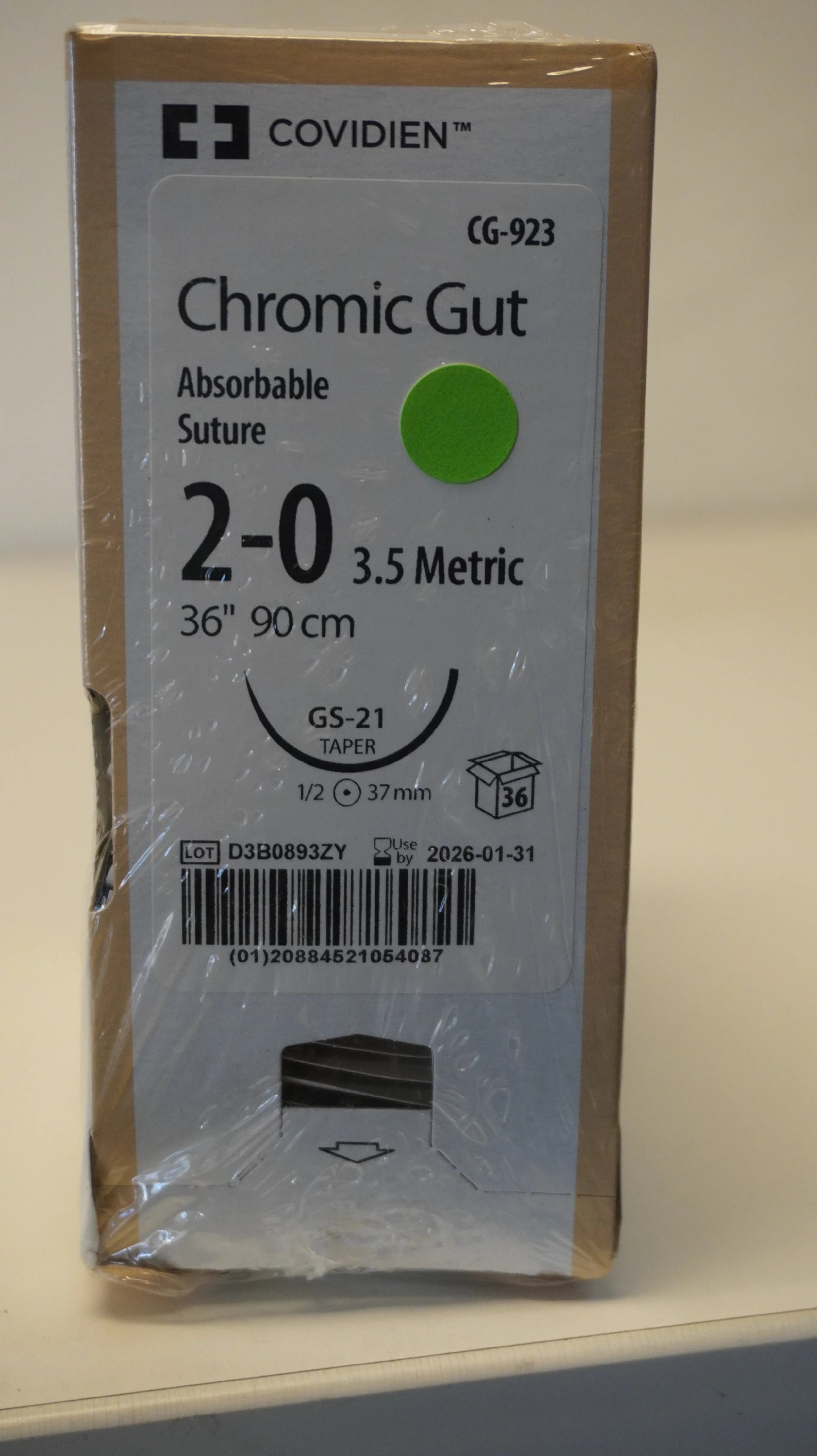 Covidien | CG-923 | Chromic Gut Absorbable Suture 2-0 3.5 Metric 36" 90cm