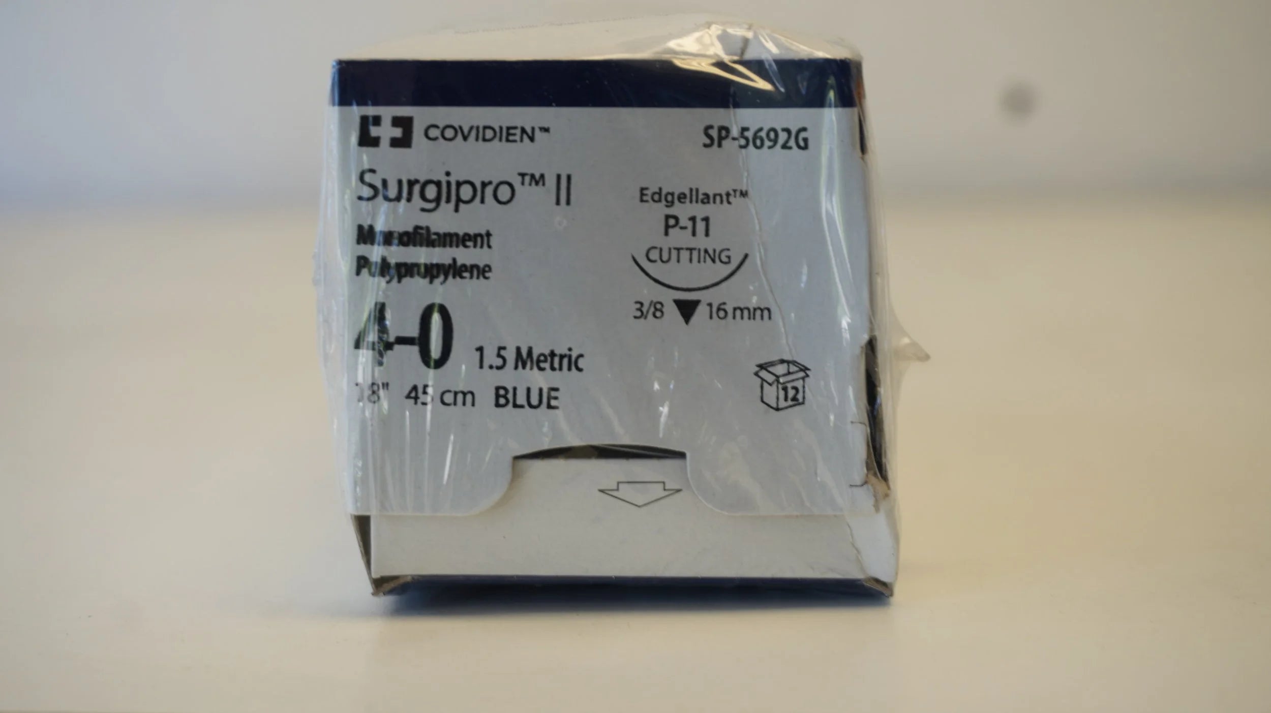 Covidien | SP-5692G | Surgipro II Monofilament Polypropylene 4-0 1.5 Metric 18" 45cm BLUE