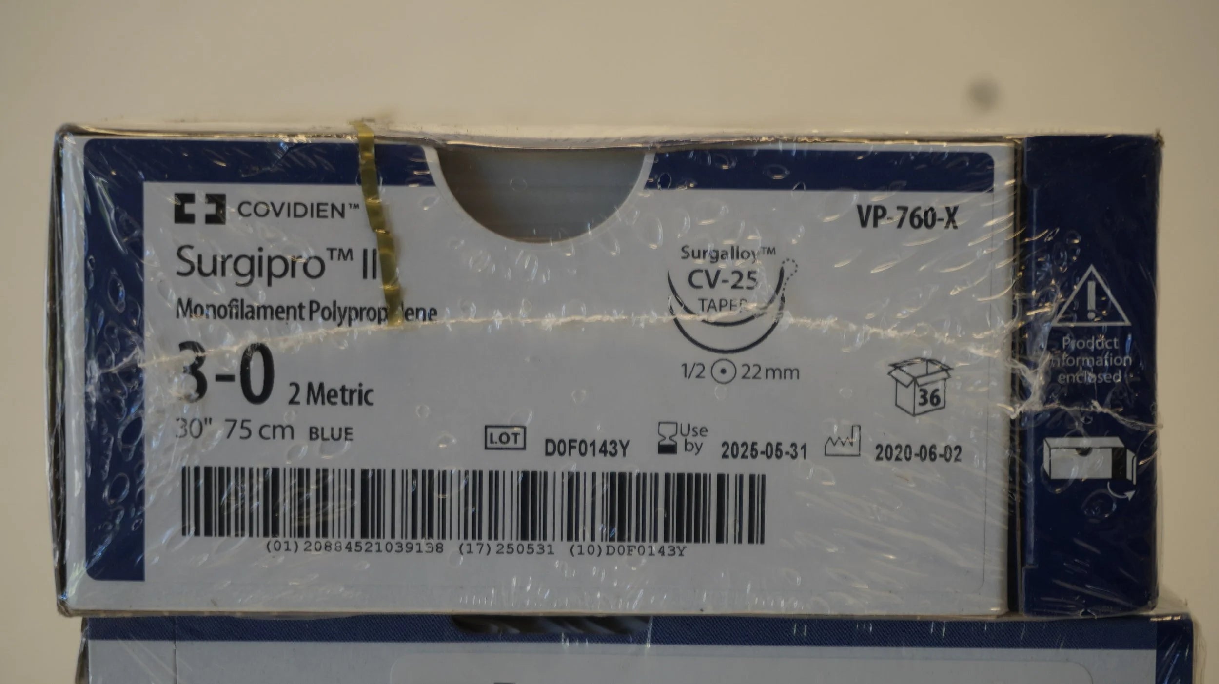 Covidien | VP-760-X | Surgipro II Monofilament Polypropylene 3-0 2 Metric 30" 75cm BLUE
