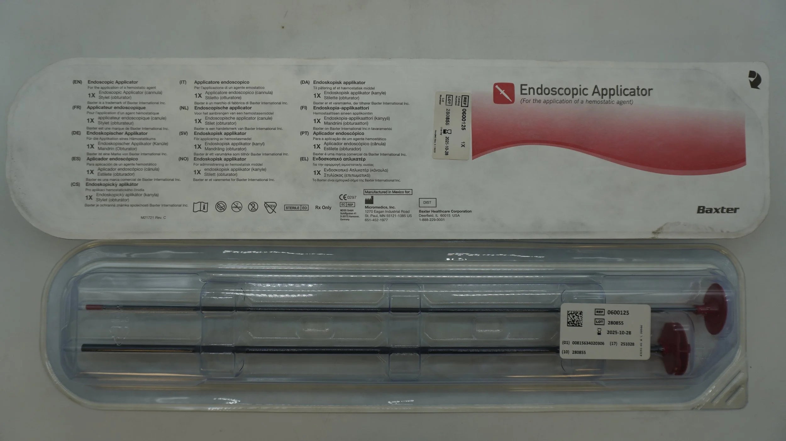 Baxter | 0600125 | Endoscopic Applicator (Cannula) and Stylet (Obturator) for the application of a hemostatic agent