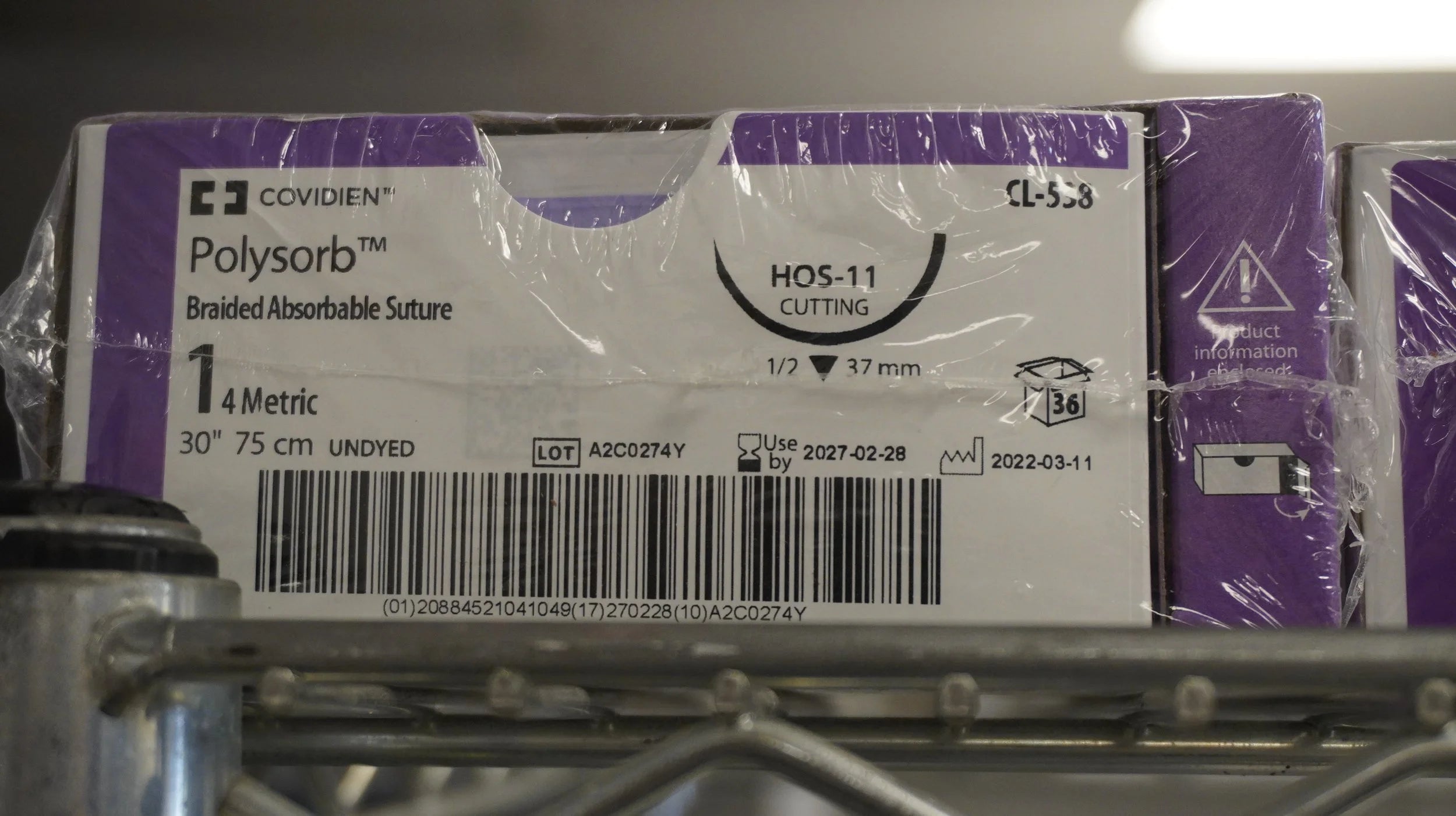 Covidien | CL-538 | Polysorb Braided Absorbable Suture 1 4 Metric 30" 75cm UNDYED