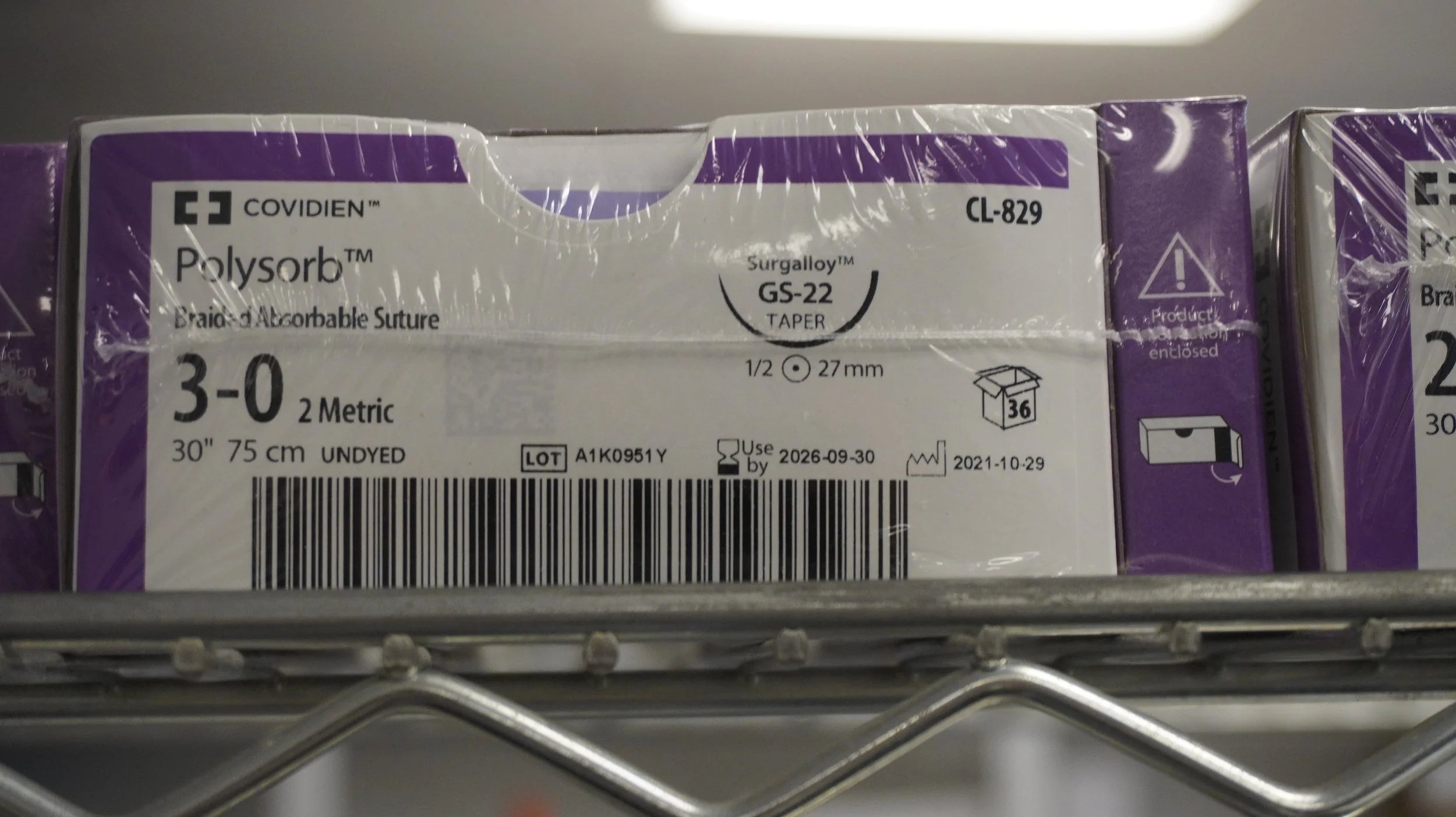 Covidien | CL-829 | Polysorb Braided Absorbable Suture 3-0 2 Metric 30" 75cm UNDYED