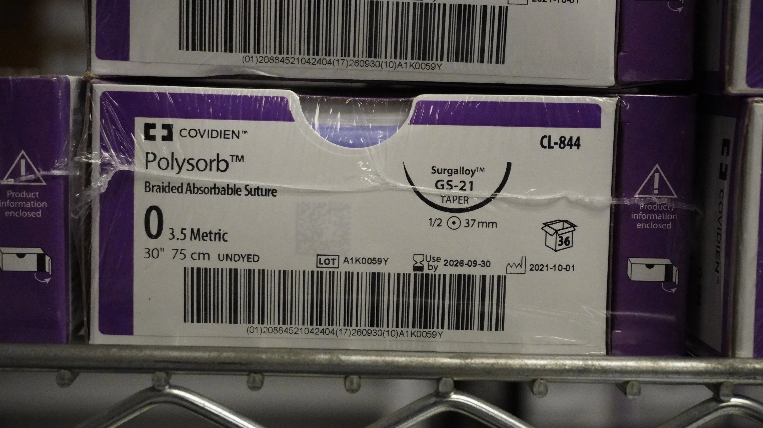 Covidien | CL-844 | Polysorb Braided Absorbable Suture 0 3.5 Metric 30" 75cm UNDYED
