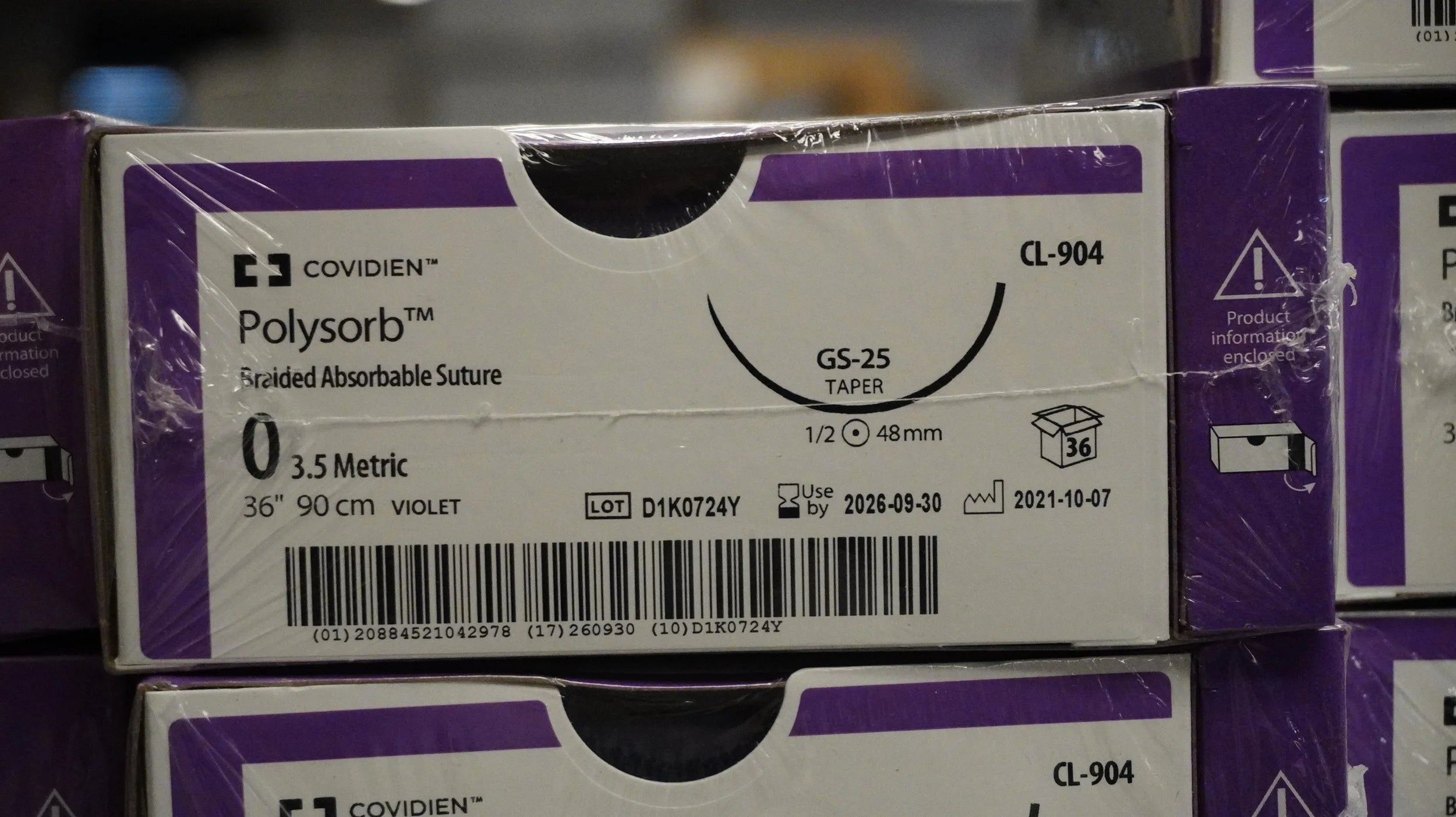 Covidien | CL-904 | Polysorb Braided Absorbable Suture 0 3.5 Metric 36" 90cm VIOLET