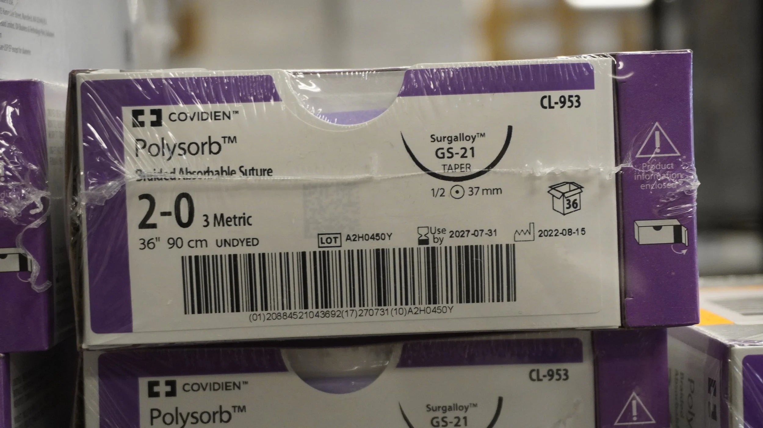 Covidien | CL-953 | Polysorb Braided Absorbable Suture 2-0 3 Metric 36" 90cm UNDYED