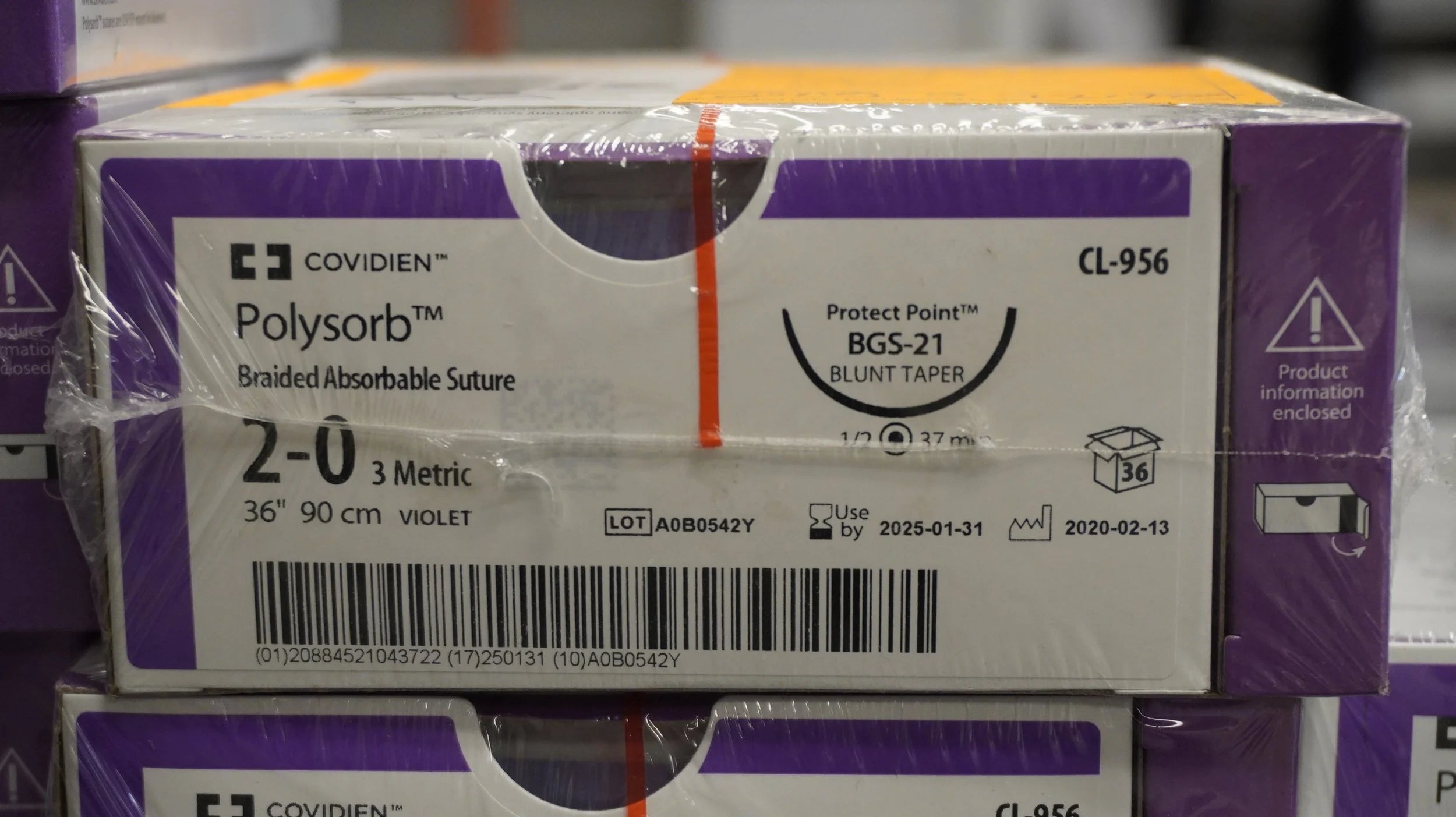 Covidien | CL-956 | Polysorb Braided Absorbable Suture 2-0 3 Metric 36" 90cm VIOLET