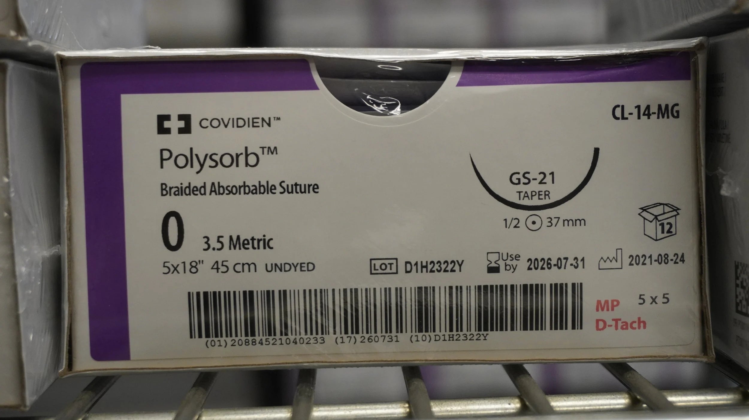 Covidien | CL-14-MG | Polysorb Braided Absorbable Suture 2-0 3 Metric 5x18" 45cm VIOLET