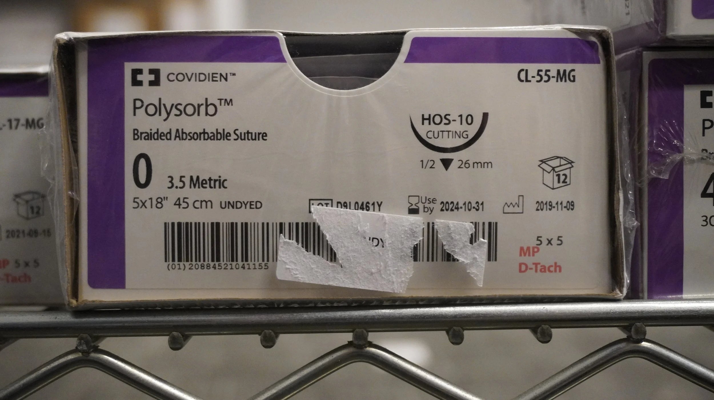 Covidien | CL-55-MG | Polysorb Braided Absorbable Suture 0 3.5 Metric 5x18" 45cm VIOLET