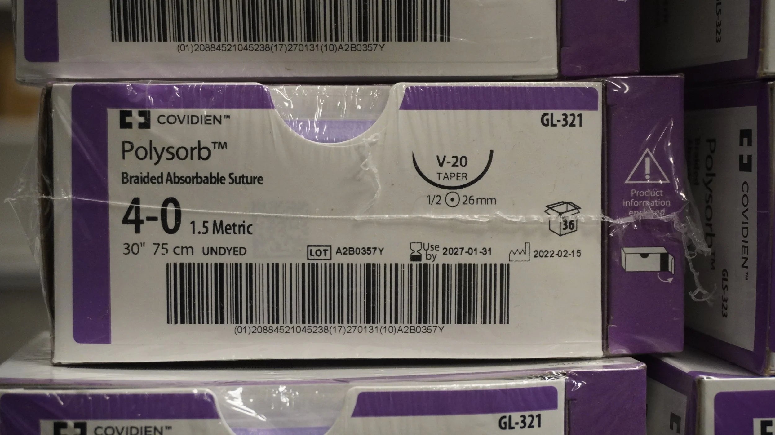 Covidien | GL-321 | Polysorb Braided Absorbable Suture 4-0 1.5 Metric 30" 75cm UNDYED