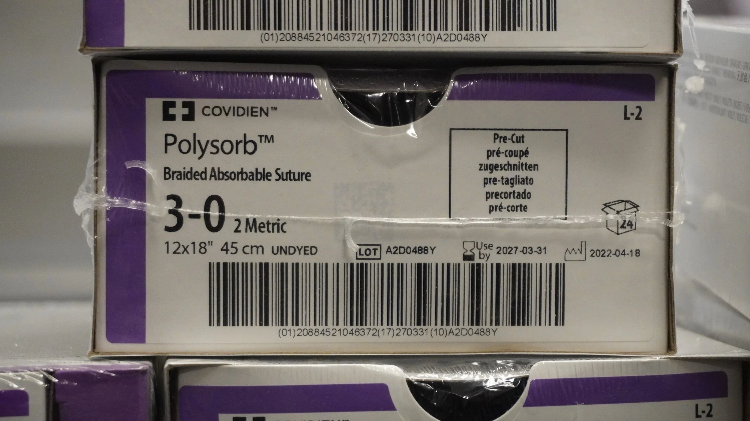 Covidien | L-2 | Polysorb Braided Absorbable Suture 3-0 2 Metric 12x18" 45cm UNDYED
