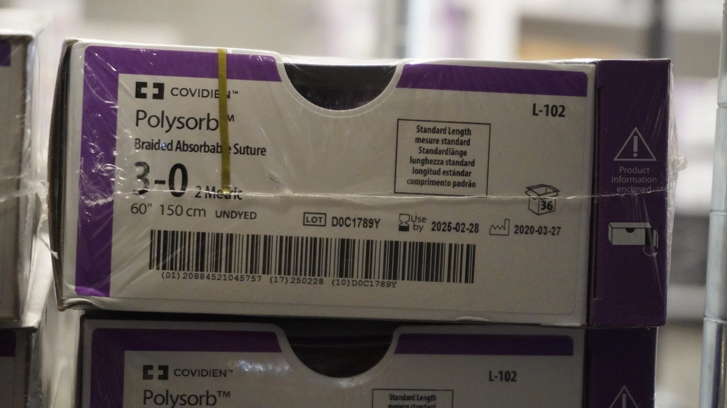 Covidien | L-102 | Polysorb Braided Absorbable Suture 2-0 3 Metric 60" 150cm UNDYED