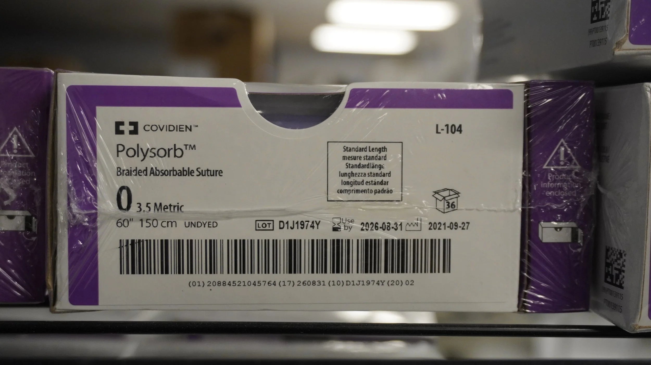 Covidien | L-104 | Polysorb Braided Absorbable Suture 0 3.5 Metric 60" 150cm UNDYED