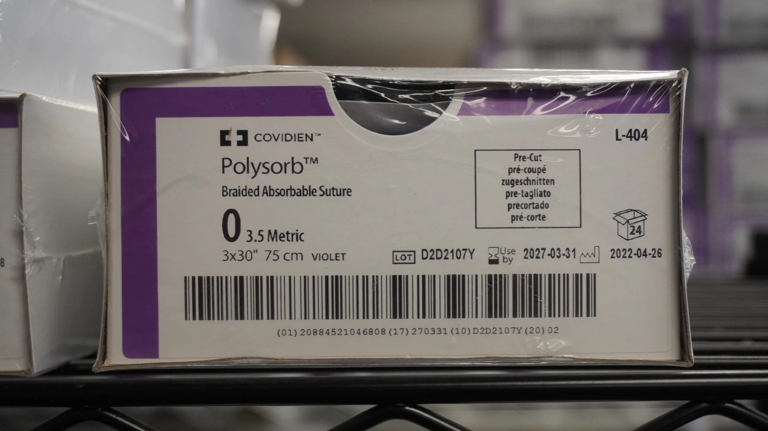 Covidien | L-404 | Polysorb Braided Absorbable Suture 0 3.5 Metric 3x30" 75cm UNDYED
