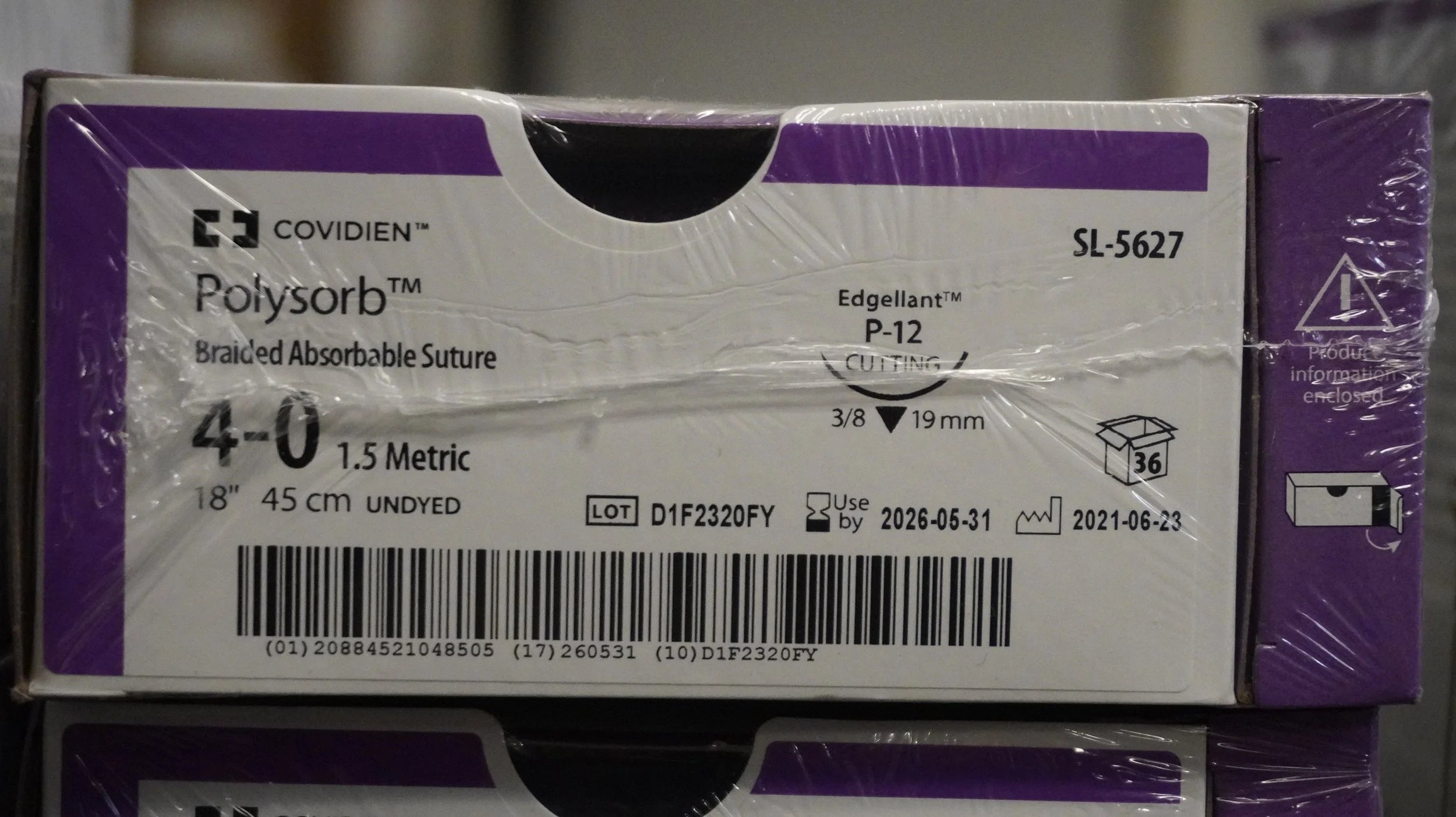 Covidien | SL-5627 | Polysorb Braided Absorbable Suture 4-0 1.5 Metric 18" 45cm UNDYED