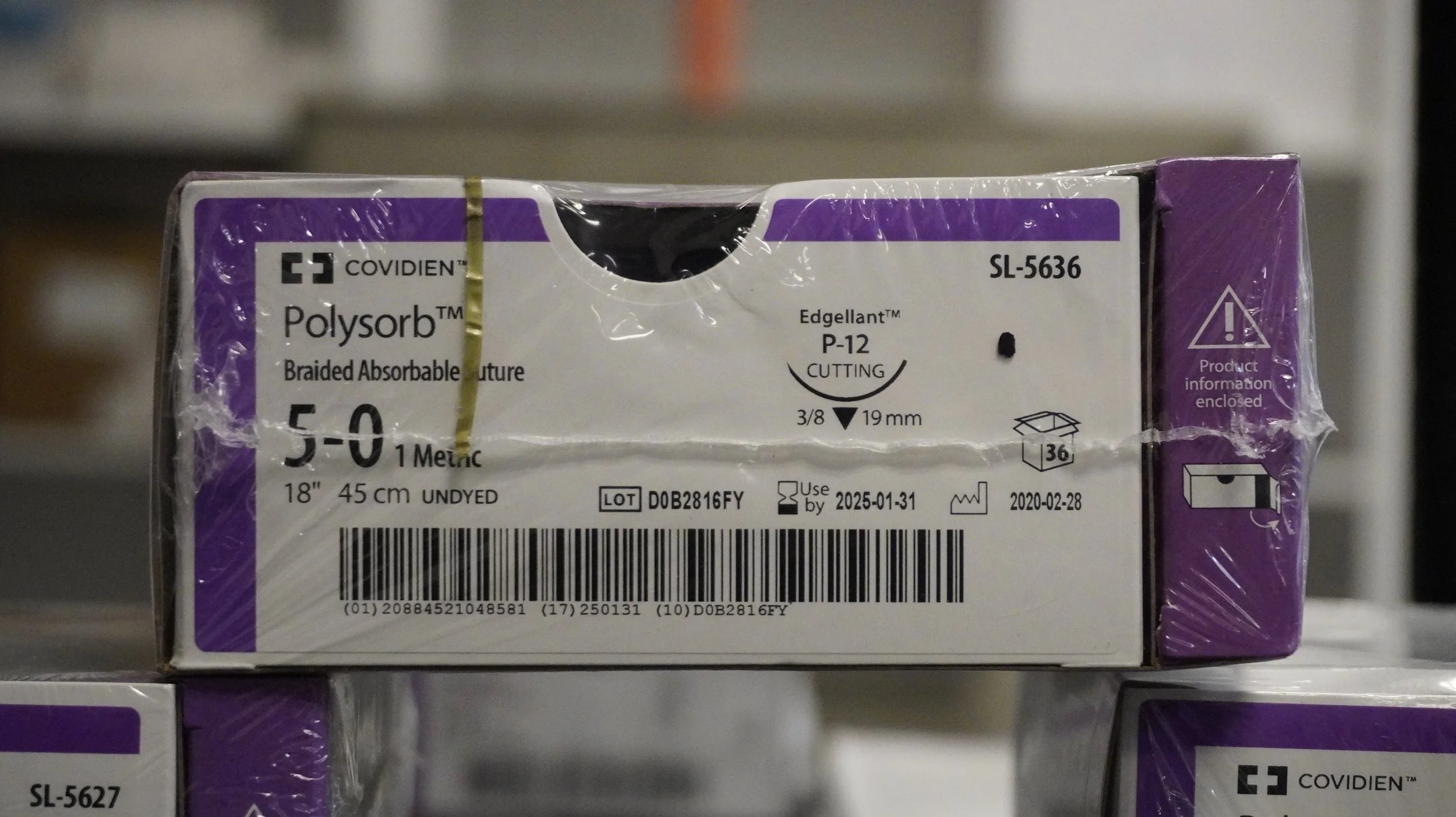 Covidien | SL-5636 | Polysorb Braided Absorbable Suture 5-0 1 Metric 18" 45cm UNDYED