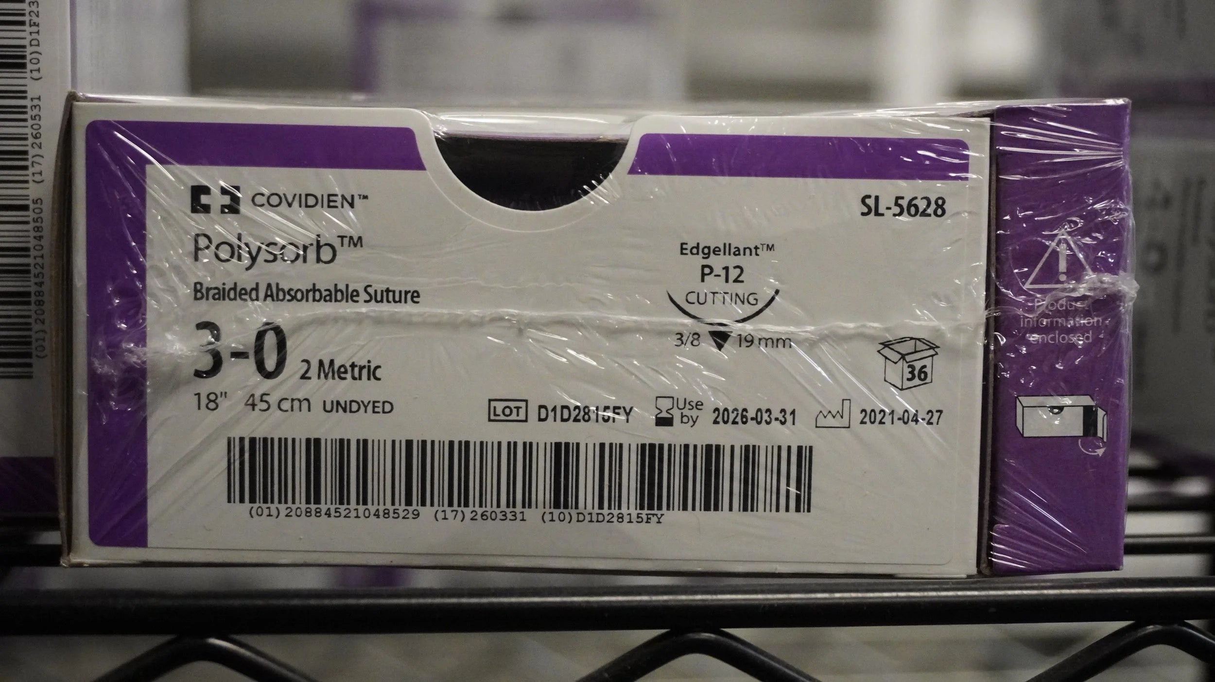 Covidien | SL-5628 | Polysorb Braided Absorbable Suture 3-0 2 Metric 18" 45cm UNDYED
