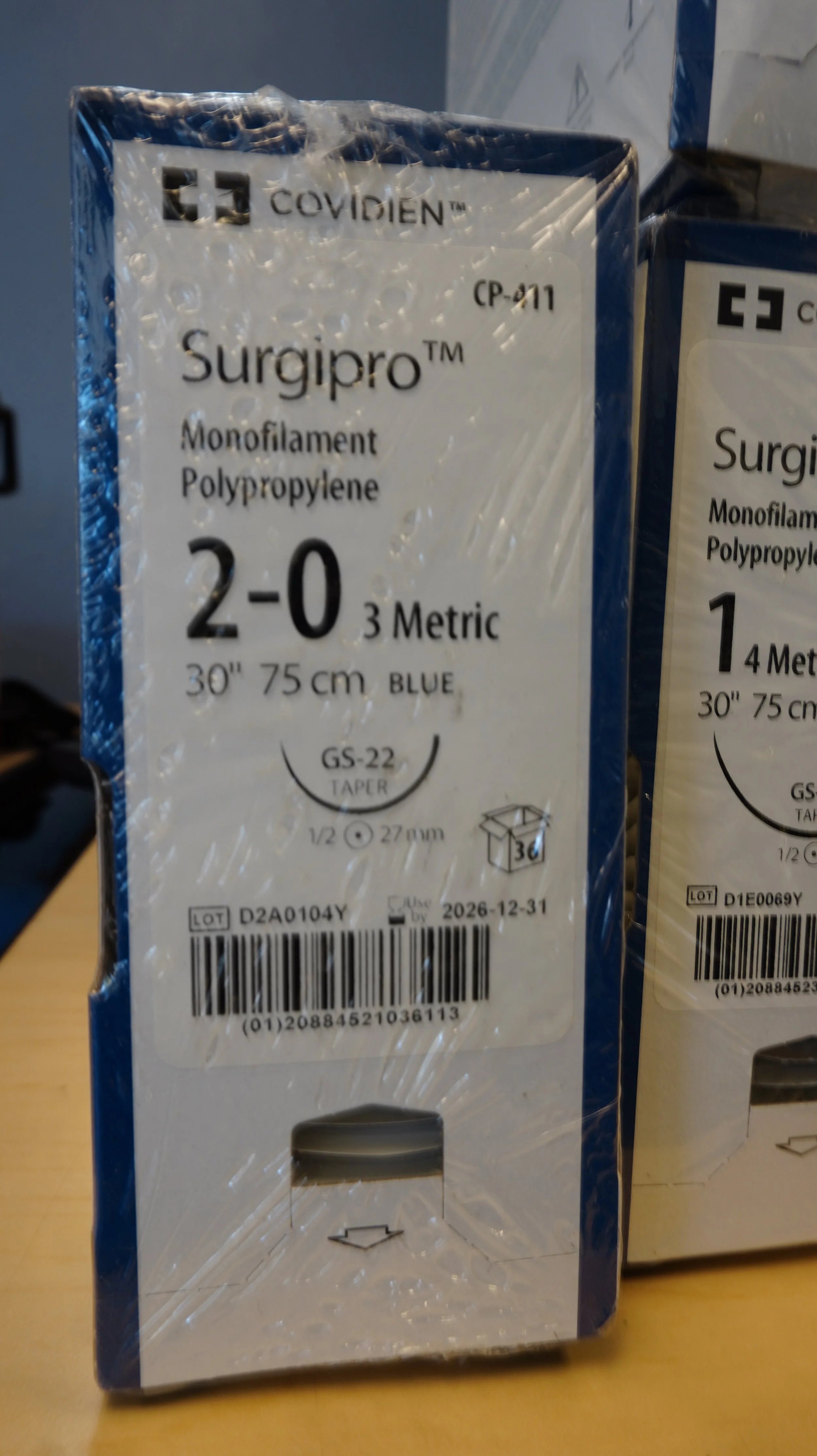 Covidien | CP-411 | Surgipro Monofilament Polypropylene 2-0 3 Metric 30" 75cm UNDYED