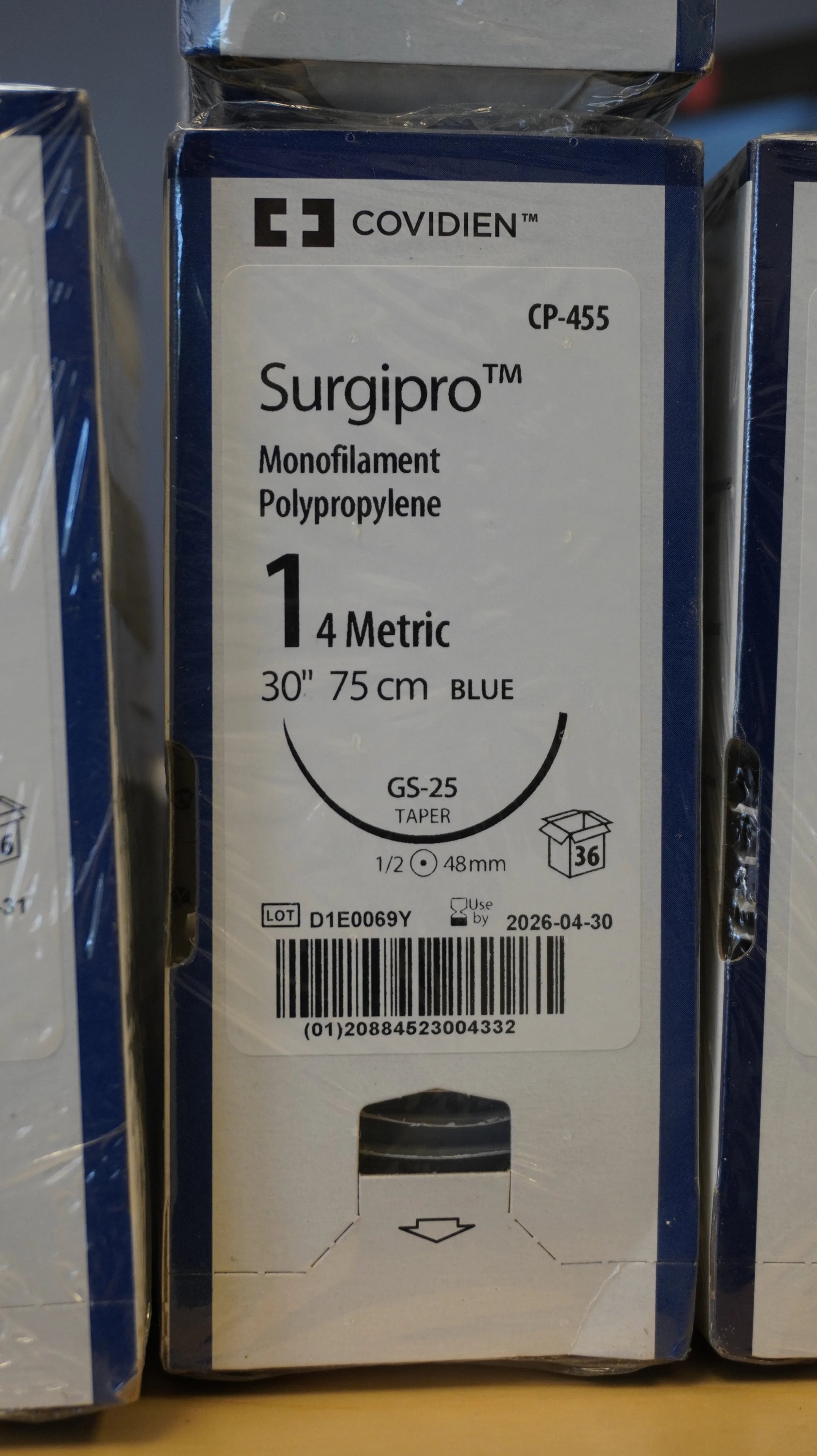 Covidien | CP-455 | Surgipro Monofilament Polypropylene 1 4 Metric 30" 75cm BLUE
