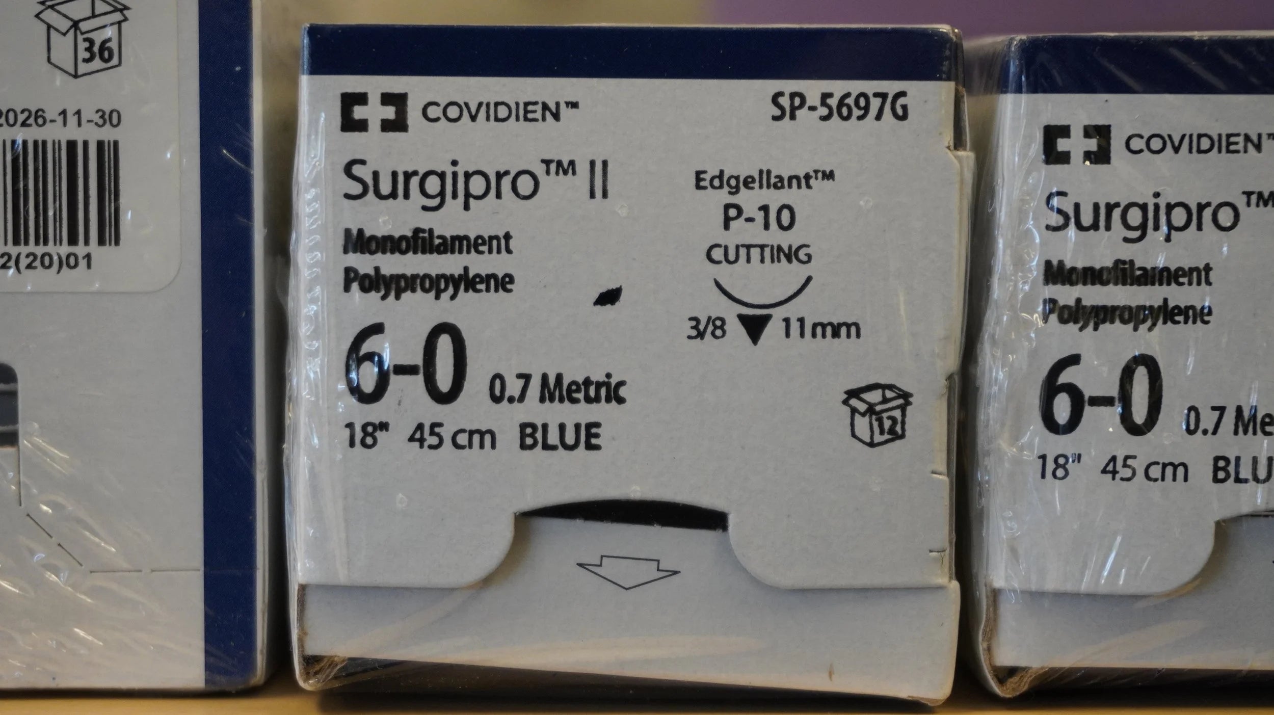 Covidien | SP-5697G | Surgipro II Monofilament Polypropylene 6-0 0.7 Metric 3618" 45cm BLUE