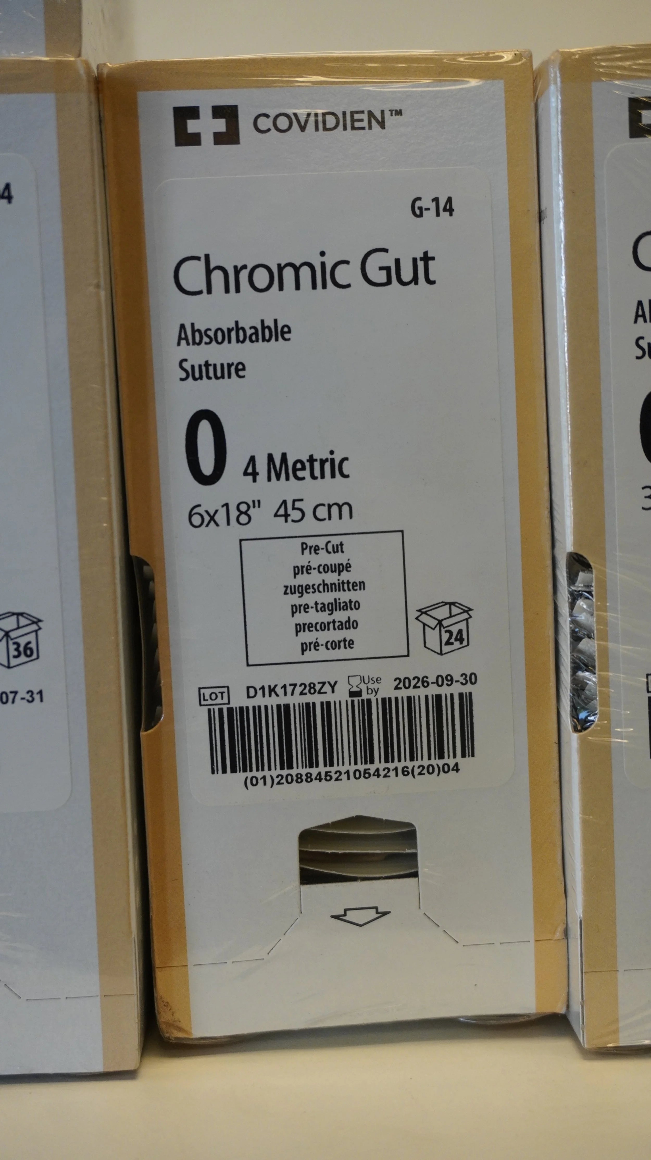 Covidien | G-14 | Chromic Gut Absorbable Suture 0 4 Metric 6x18" 45cm