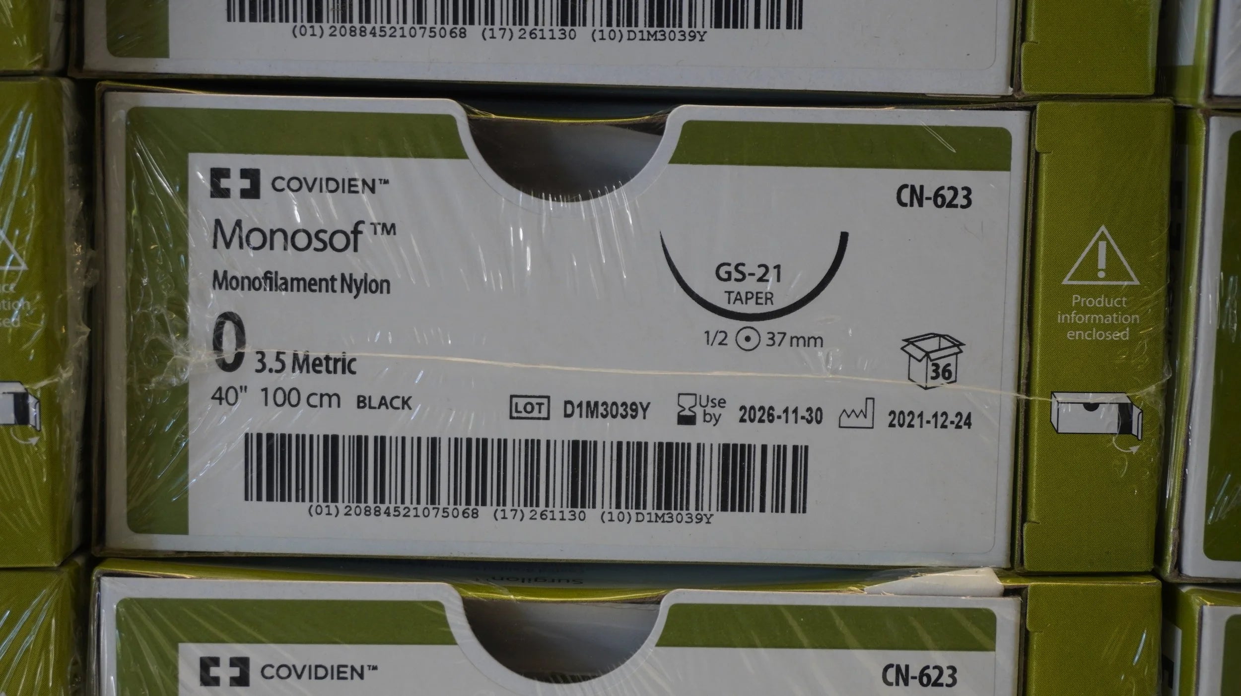 Covidien | CN-623 | Monosof Monofilament Nylon 0 3.5 Metric 40" 100cm BLACK