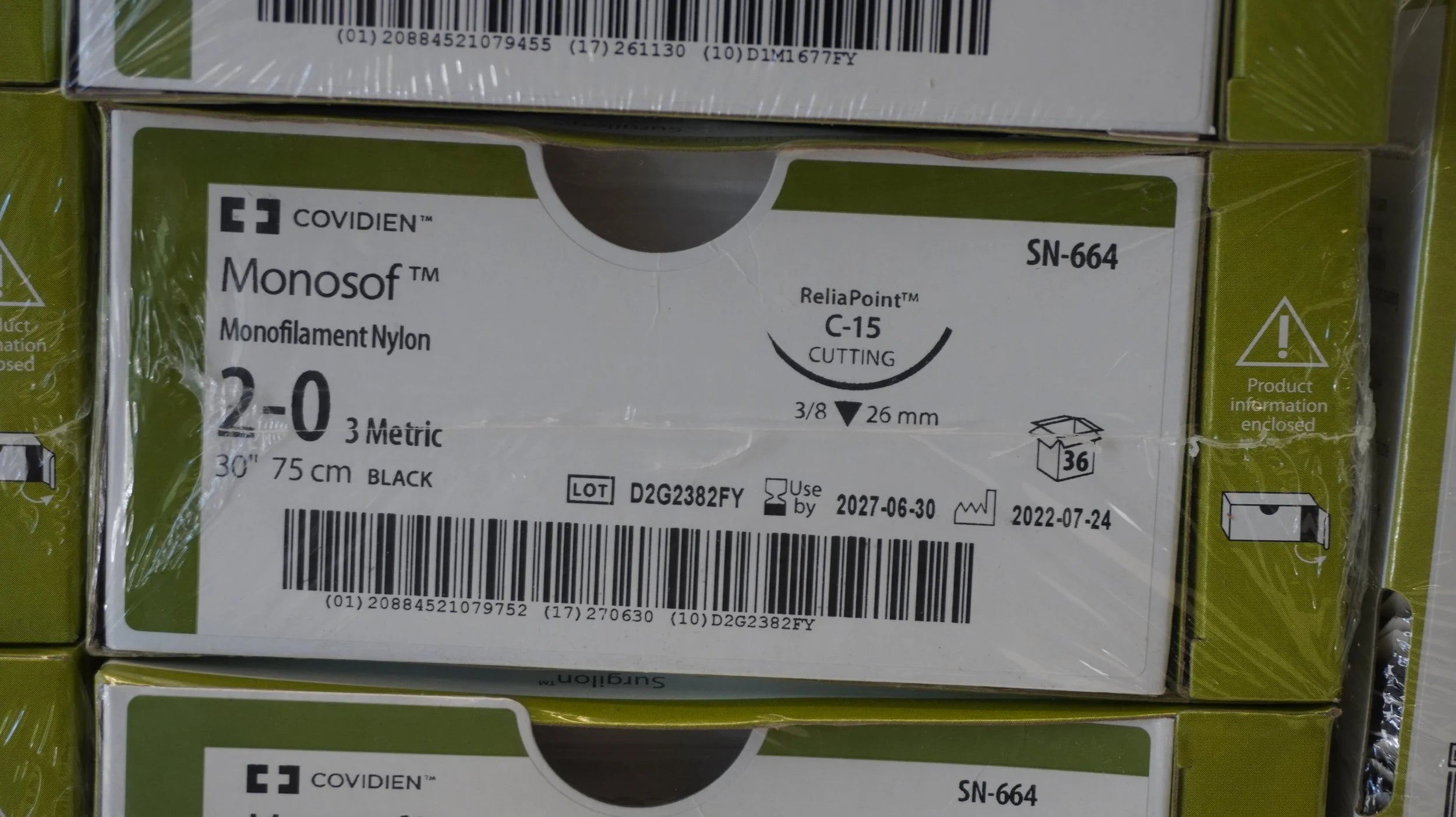 Covidien | SN-664 | Monosof Monofilament Nylon 2-0 3 Metric 30" 75cm BLACK