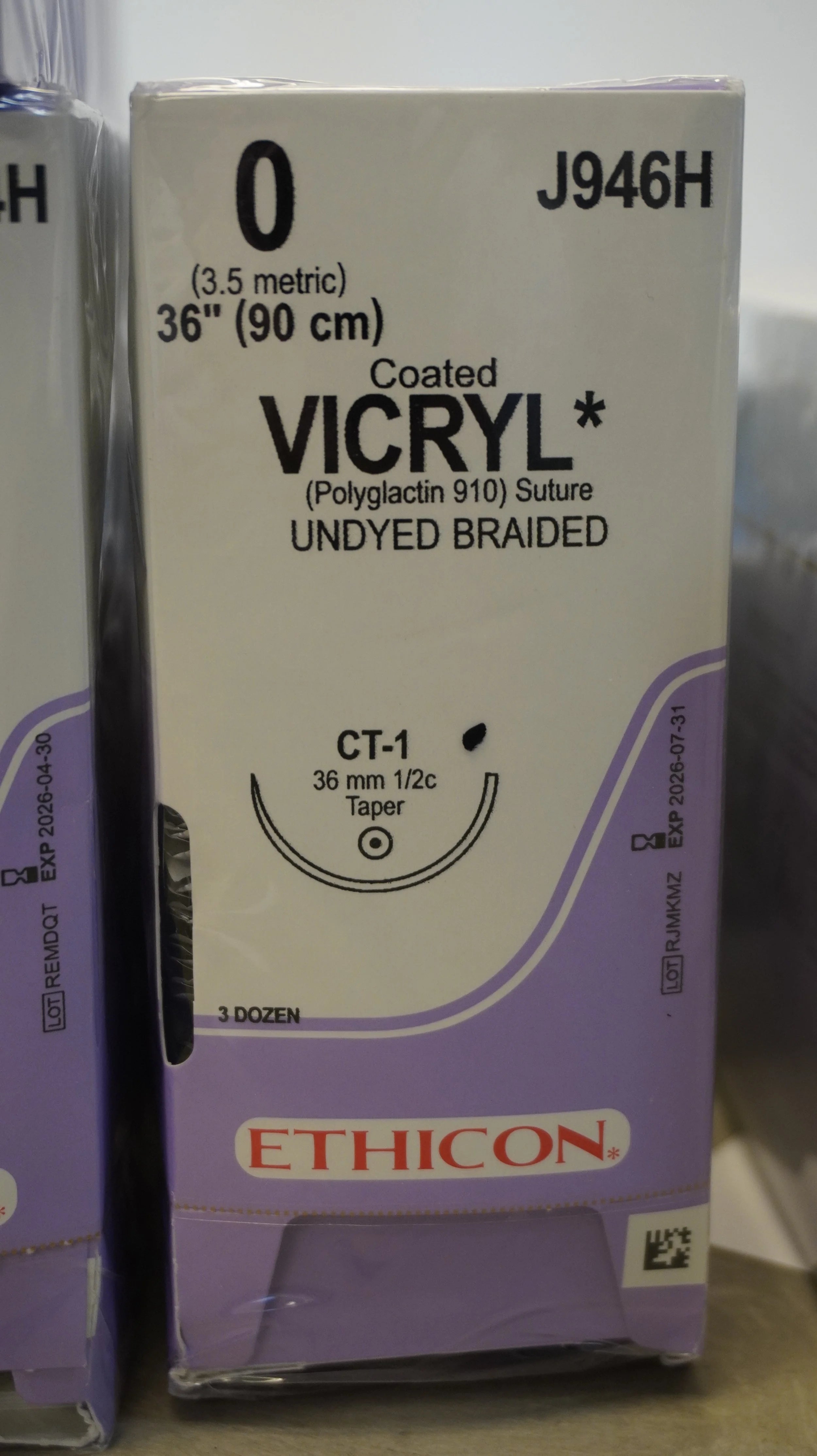 Ethicon | J946H | Coated VICYL Polyglactin 910 Suture 0 36" UNDYED BRAIDED