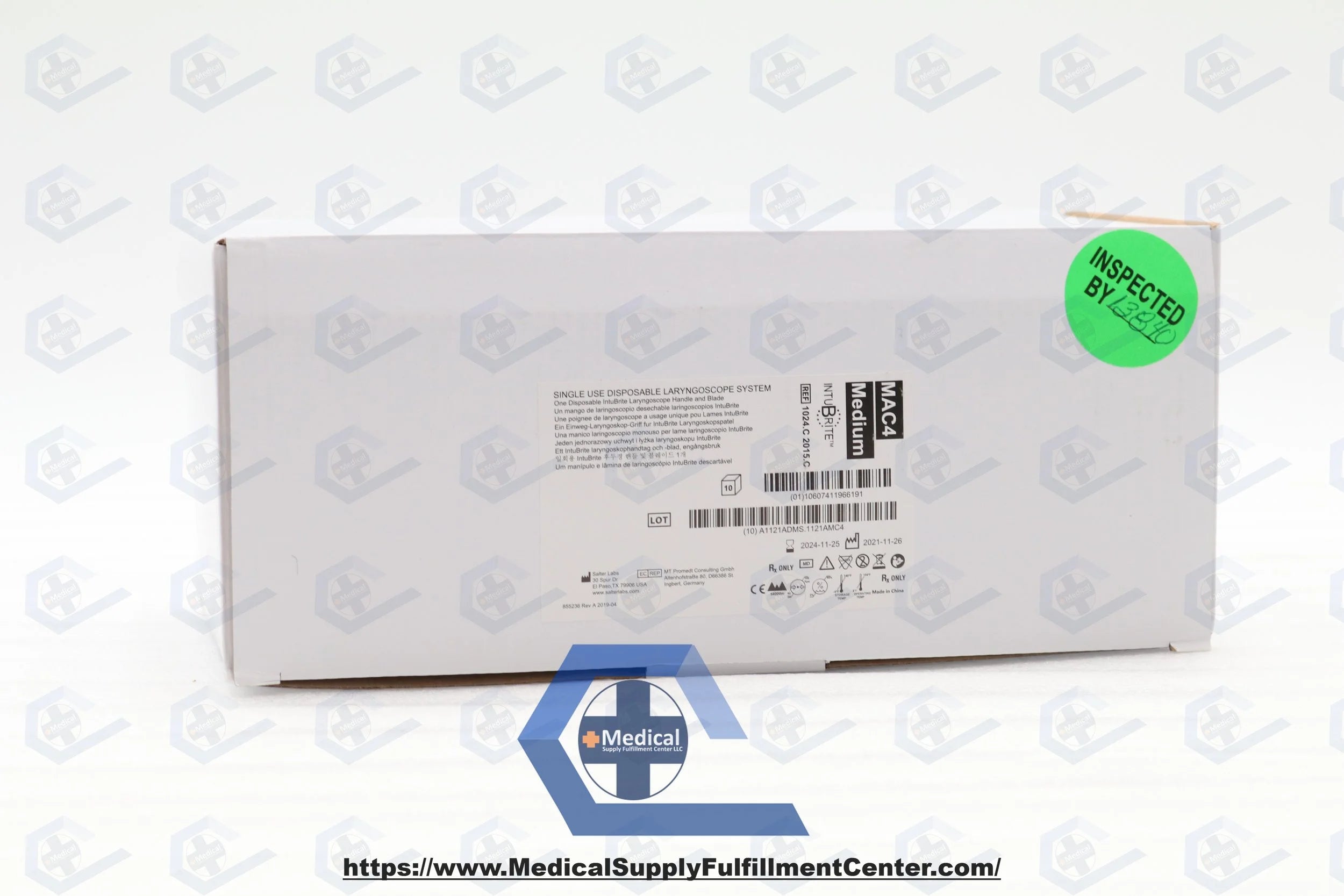 Salter Labs | 1024.C2015.C | Disposable Dual-LED Laryngoscopes - BLADE, HANDLE, DUAL LED, MAC, 4, MED