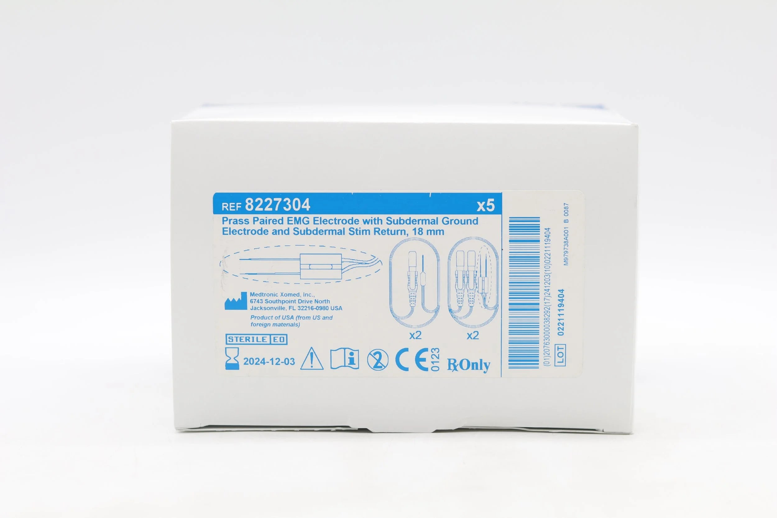 Medtronic | 8227304 | Prass Paired EMG Electrode with Subdermal Ground Electrode and Subdermal Stim Return 18mm