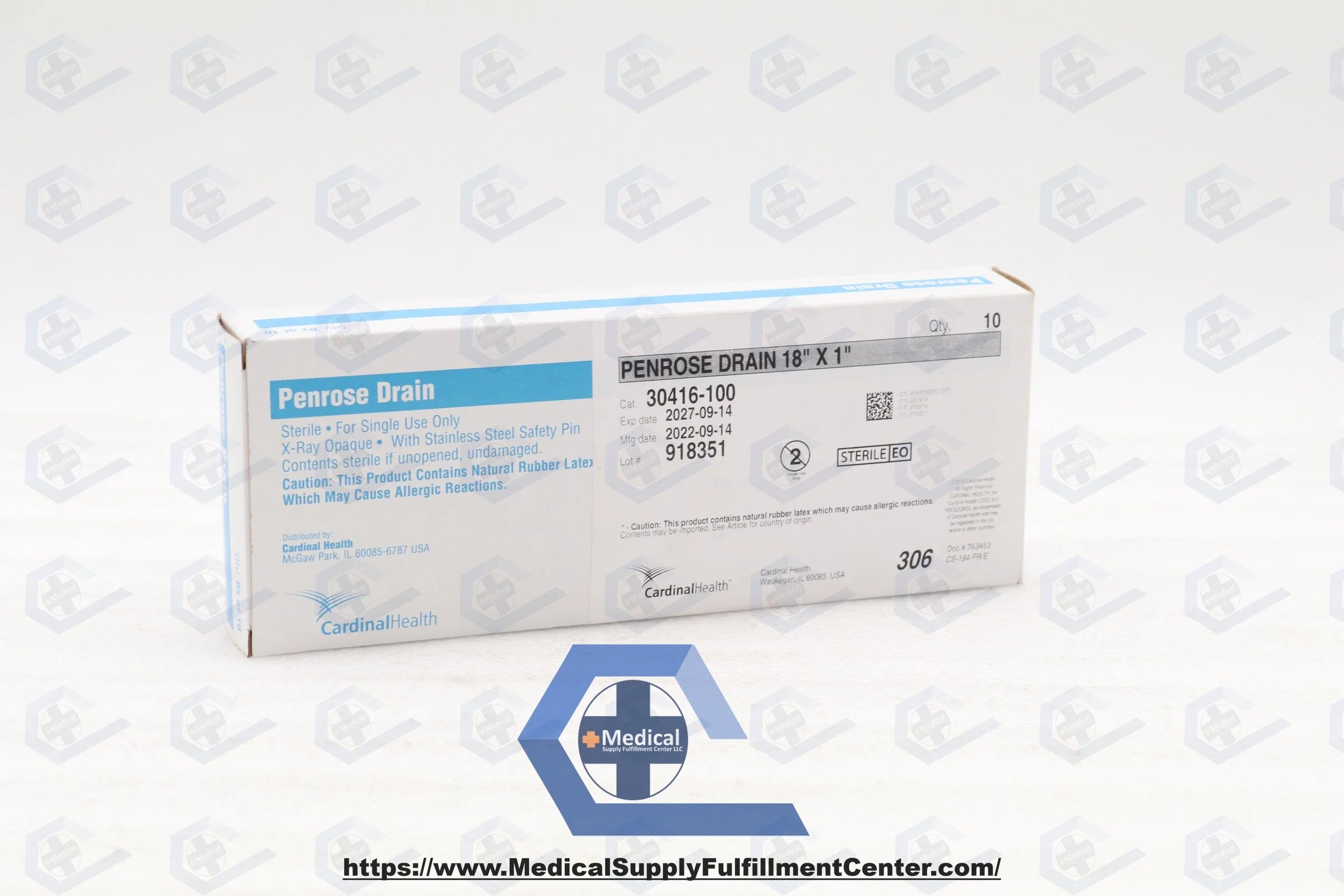 Cardinal Health | 30416-100 | Wound Drain Penrose W Pin 18x1in