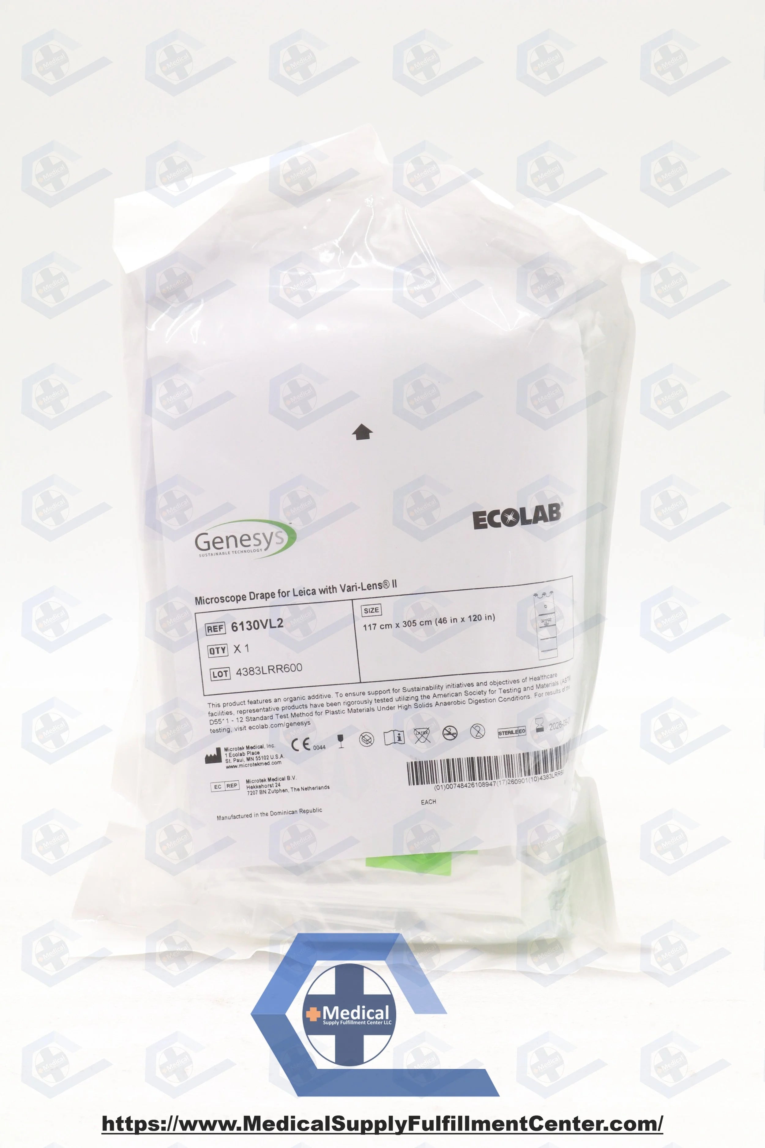 Ecolab | 6130VL2 | Microtek Genesys Microscope Drape for Leica w/Vari-Lens II 46" x 120"