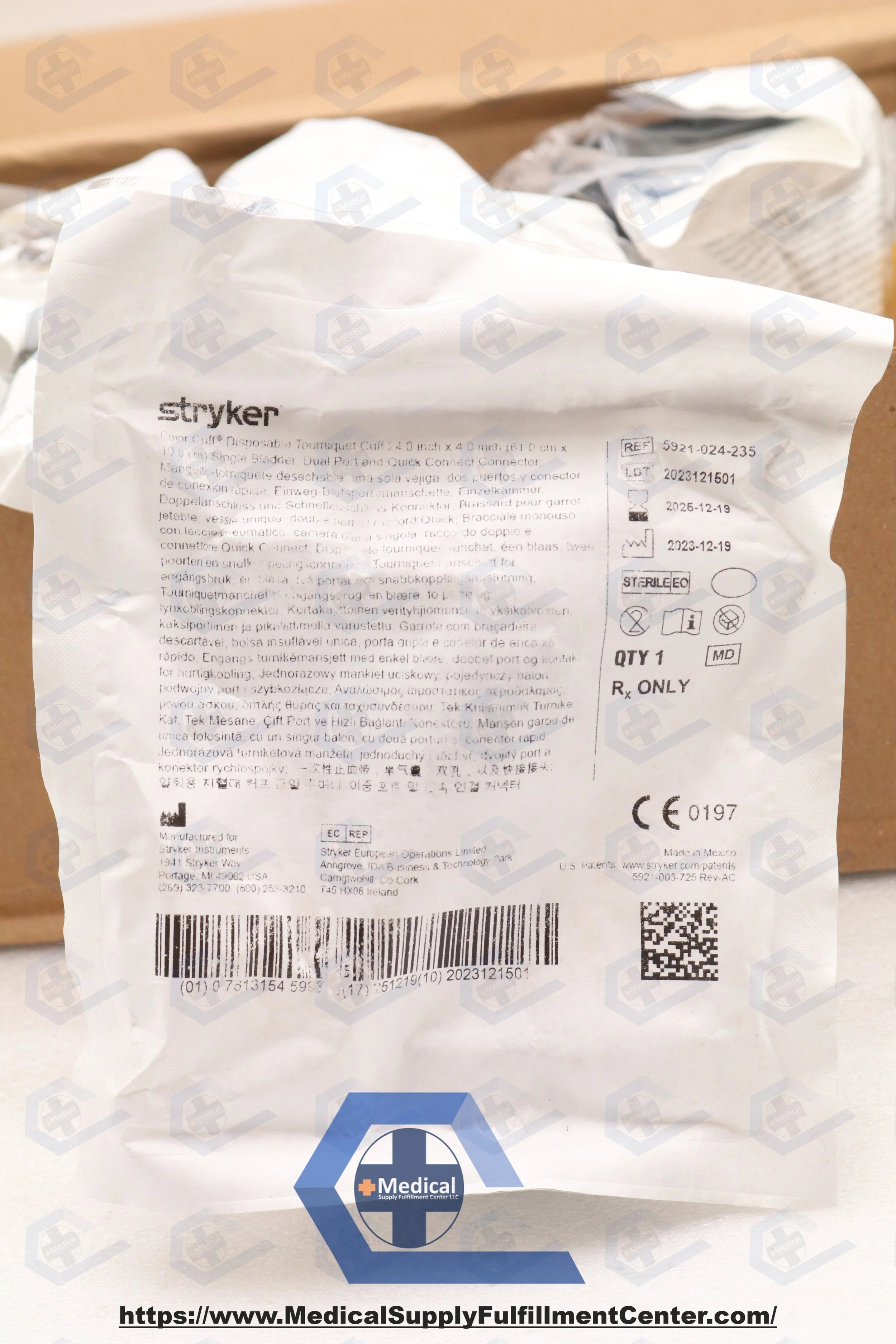 Stryker | 5921-024-235 | Color Cuff Tourniquet Single Bladder, Dual Port, Quick 24" x 4"