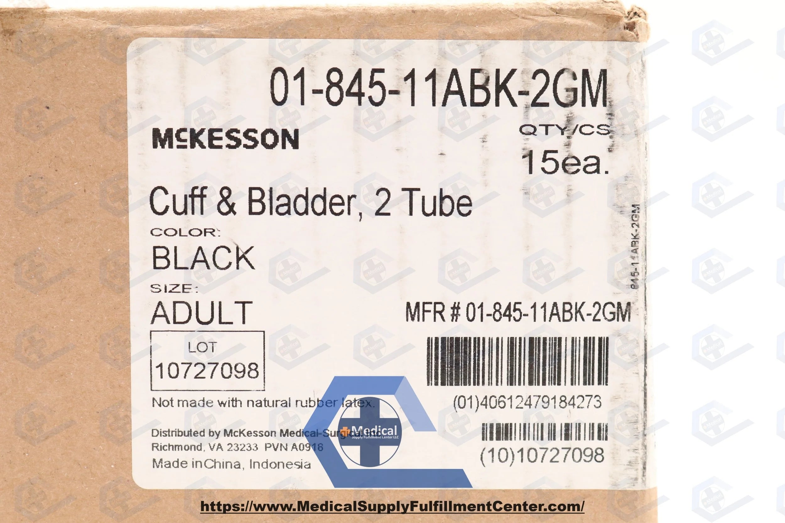 McKesson | 01-845-11ABK-2GM | LUMEON™ Blood Pressure Cuff, 2-Tube Bladder, Black, Adult