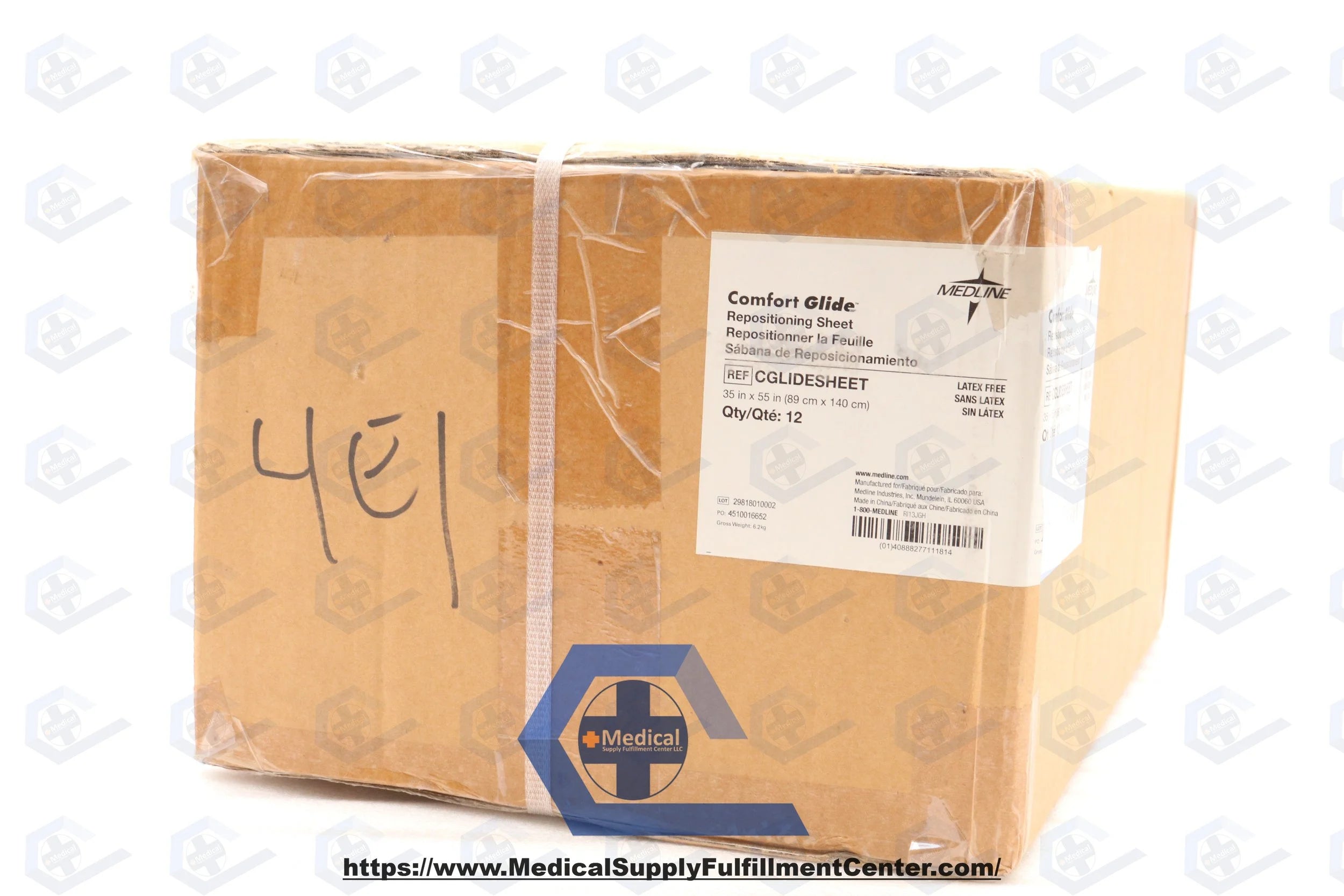 Medline | CGLIDESHEET | Comfort Glide Repositioning Sheet with Straps, Single-Patient Use, 575-lb. Capacity, 35" x 55"