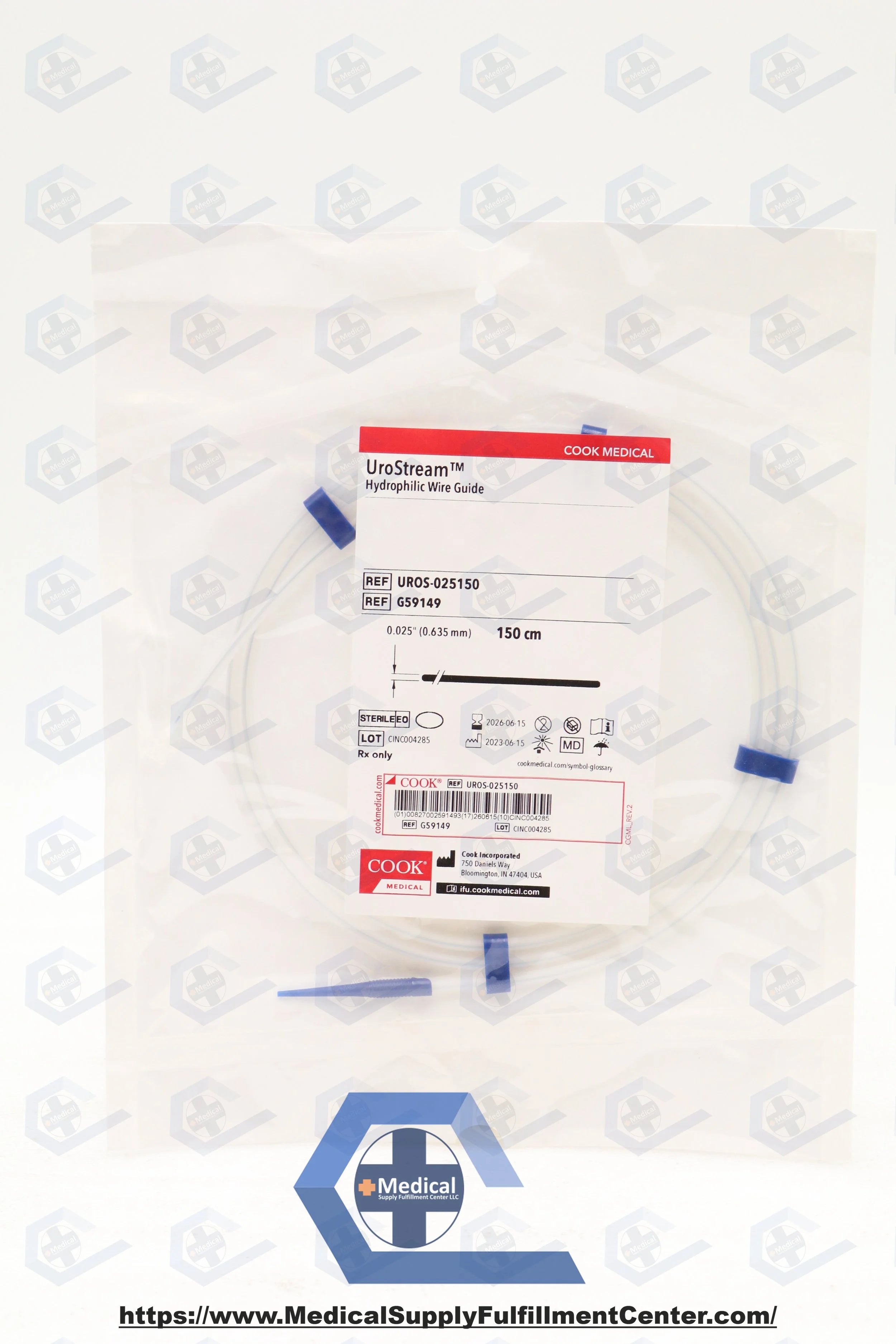 Cook Medical | G59149 | UROS-025150 UroStream Guidewire, Hydrophilic, Standard, Straight 0.025" x 150cm