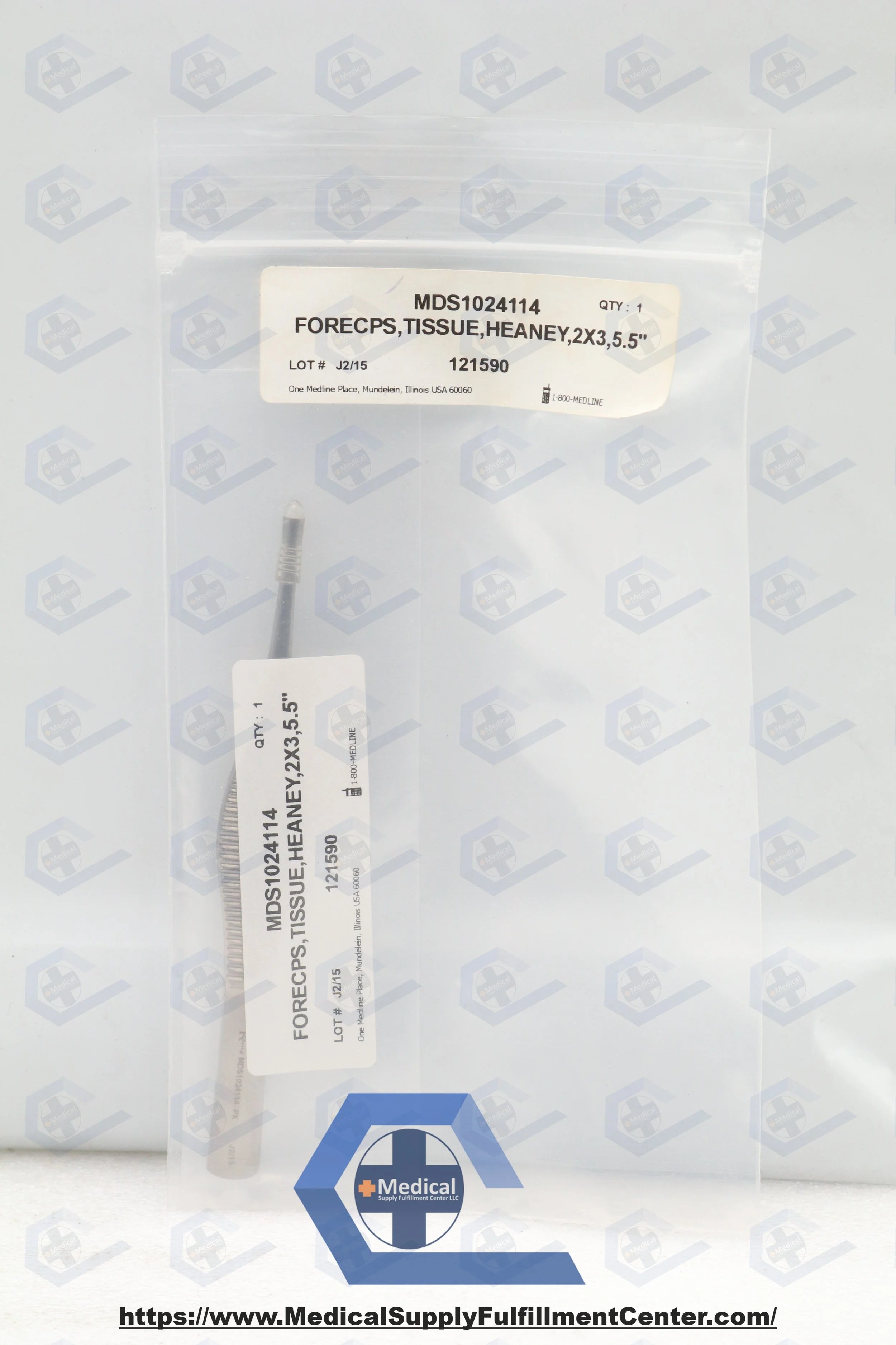 Medline | MDS1024114 | Konig Heaney Tissue Forceps 2 x 3 Teeth, Overall Length 5 1/2" (14cm)