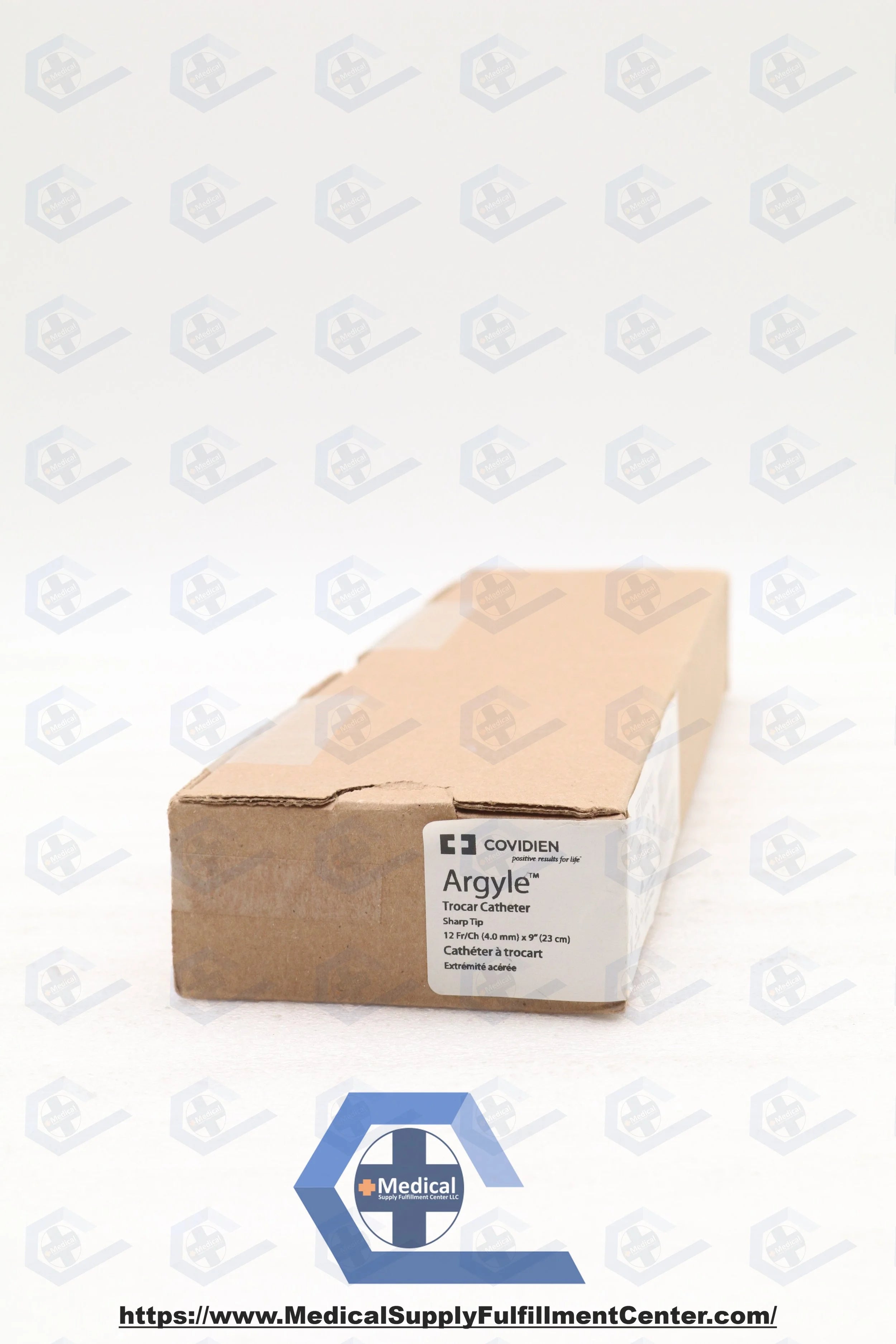 Covidien | 8888561027 | ARGYLE Trocar Catheter, Sharp Tip, 12 Fr/Ch (4.0 mm) x 9" (23 cm)