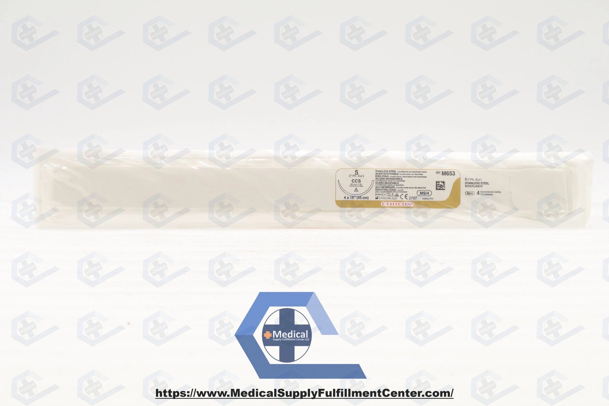 Ethicon | M653 | Stainless Steel Monofilament Non-absorbable Suture 5 CCS 48mm Conventional Cutting MS/4 Sutures