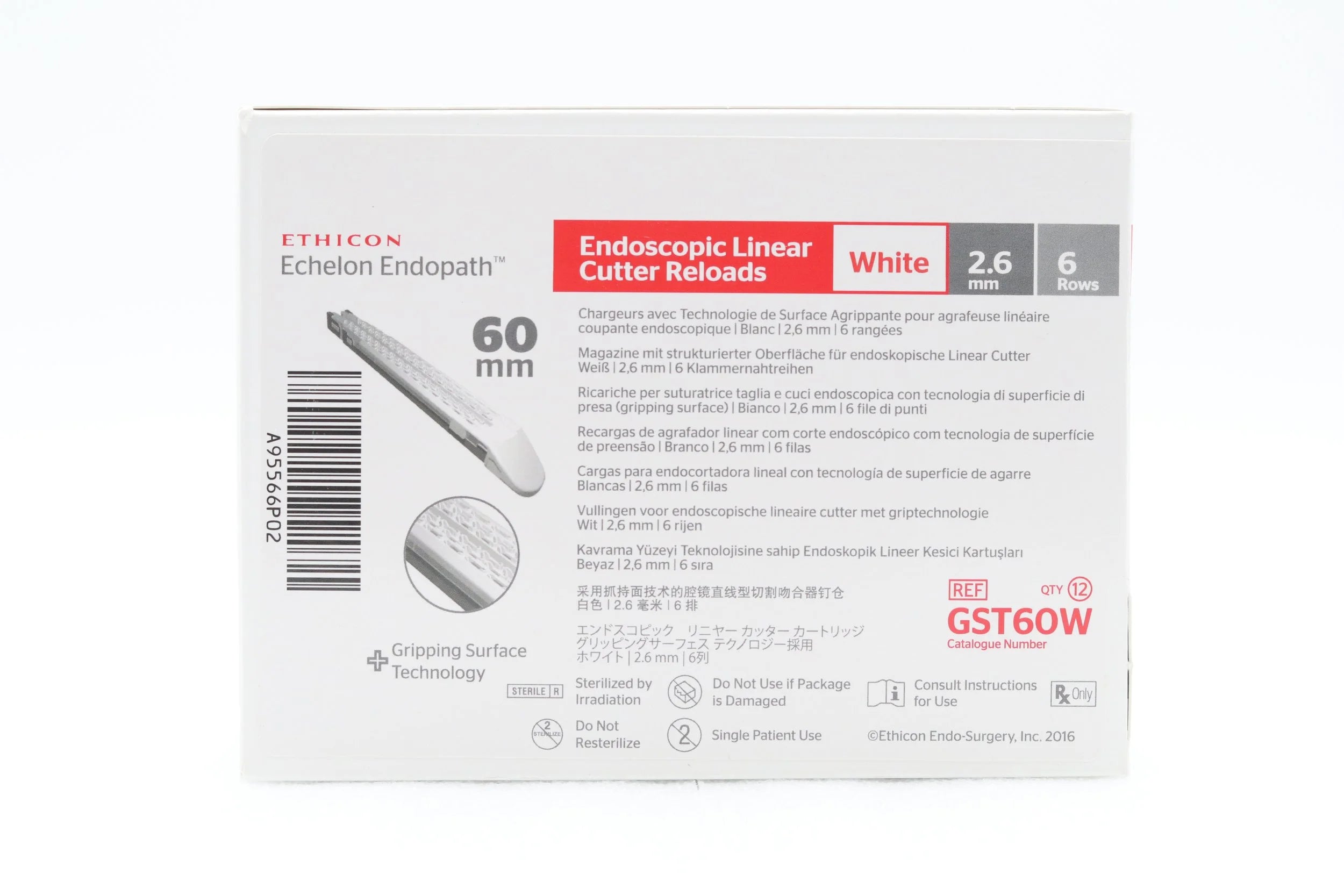 Ethicon | GST60W | Endoscopic Linear Cutter Reloads White 2.6mm 6 Rows