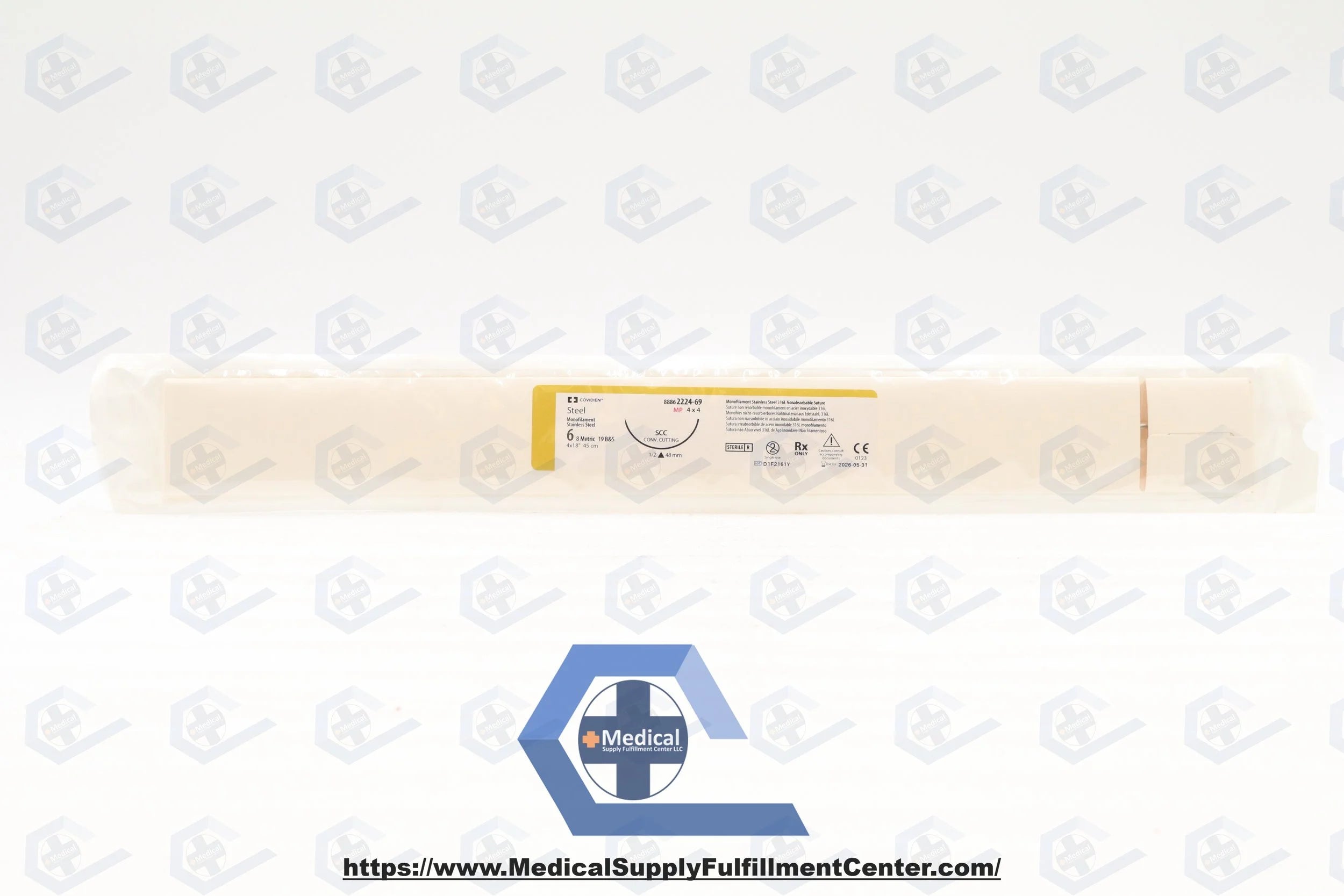 Covidien | 88882224-69 | Conventional Cutting Stainless Steel Suture, Monofilament, Size 6, 4 x 18", CV-320 Needle