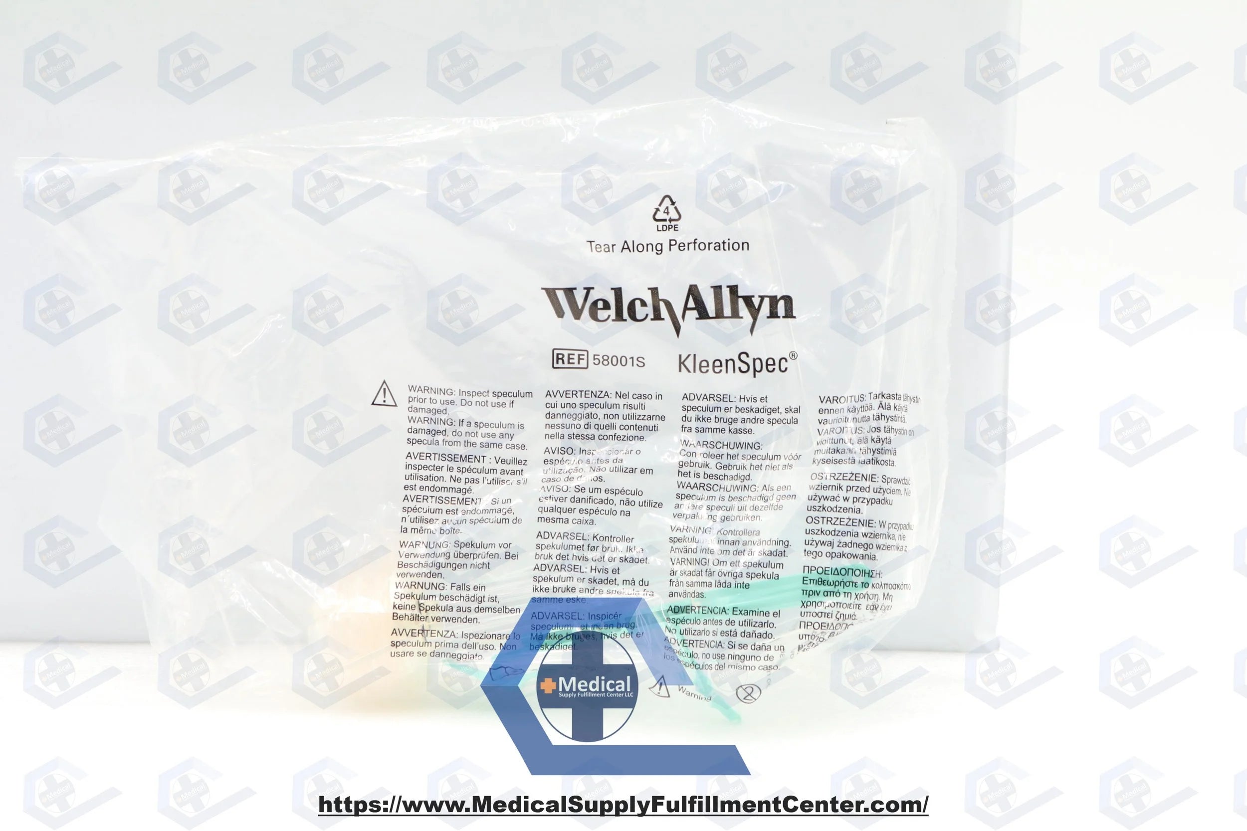 Welch Allyn | 58001S | KleenSpec 580 Disposable Vaginal Speculum with Sheath, Size M