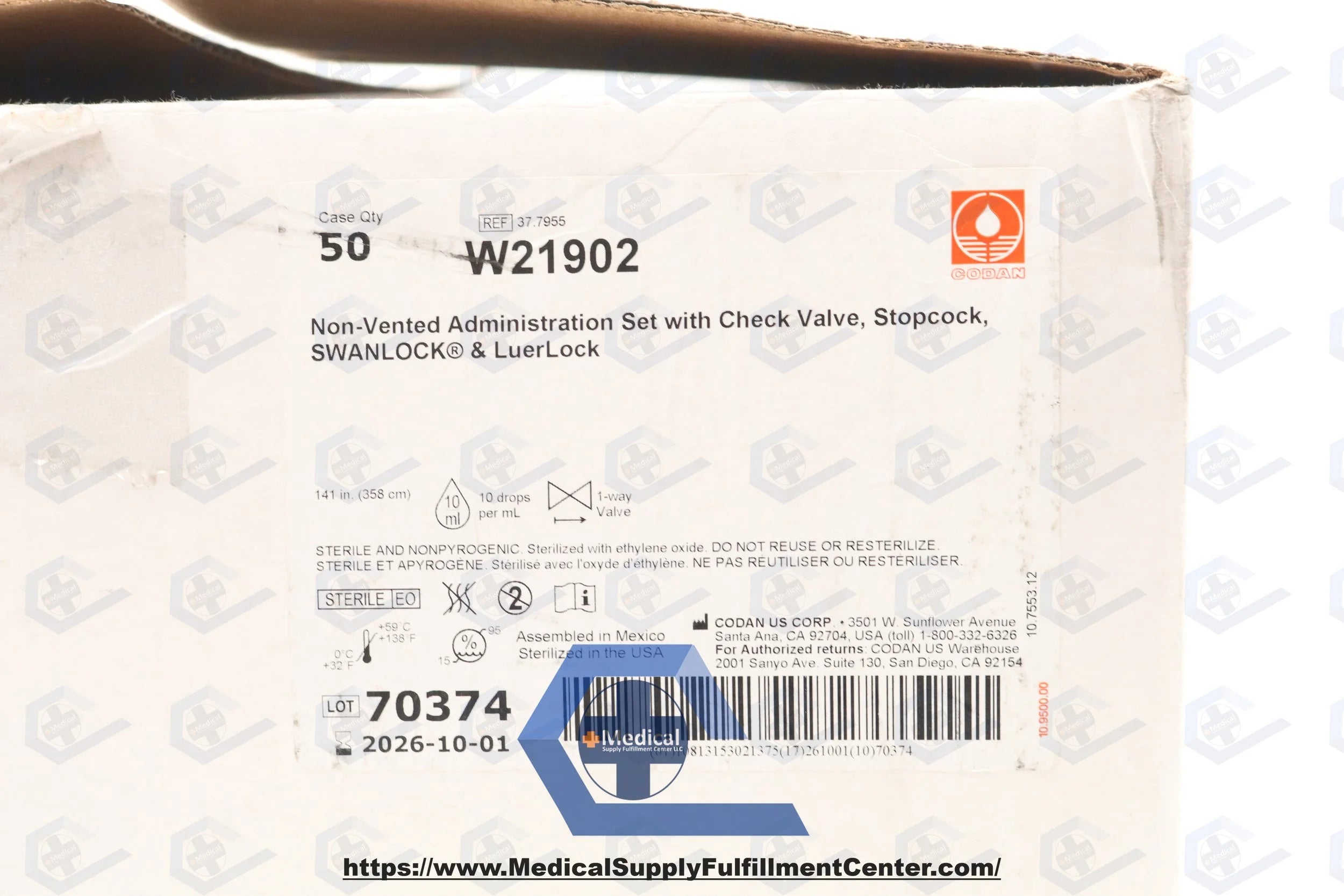 Codan | W21902 | 37.7955 Administration Sets - IV Tube Set with Stopcock and EST