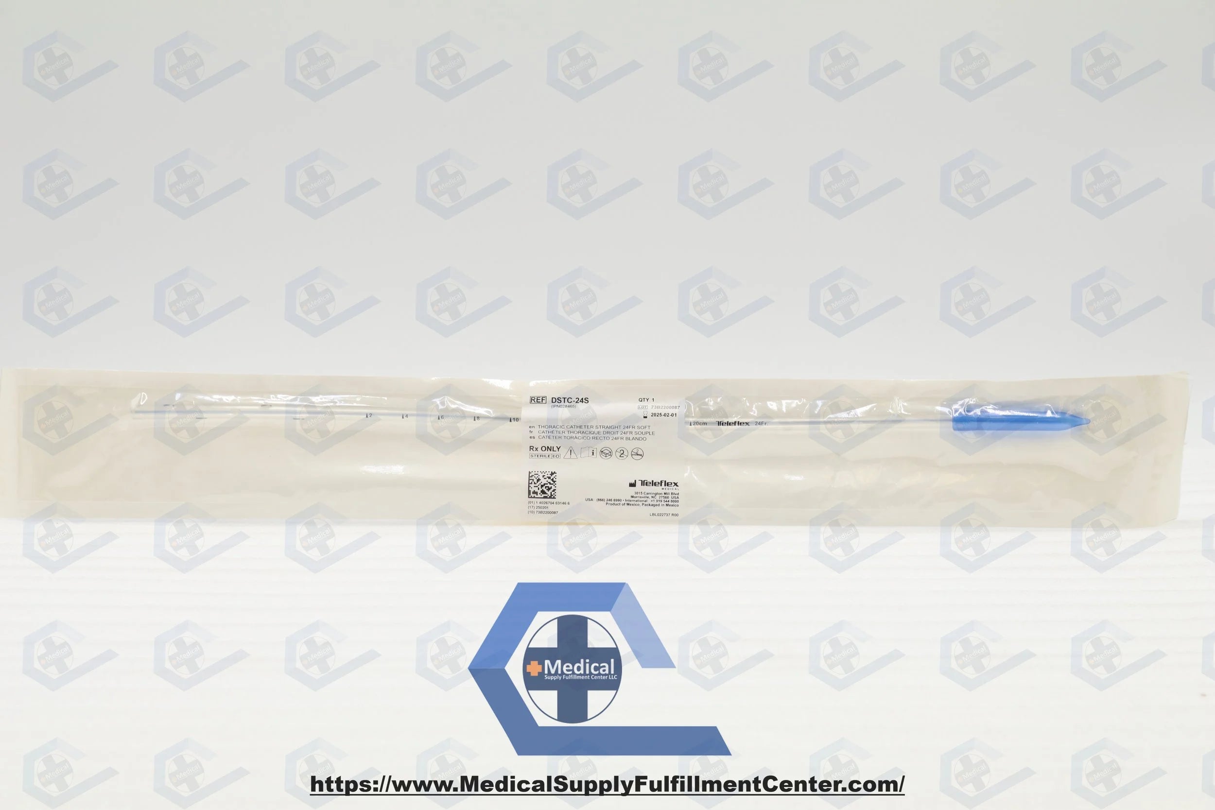 Teleflex | DSTC-24S | Thoracic Catheter, 24 Fr, Polyvinyl Chloride, Soft, Straight Style