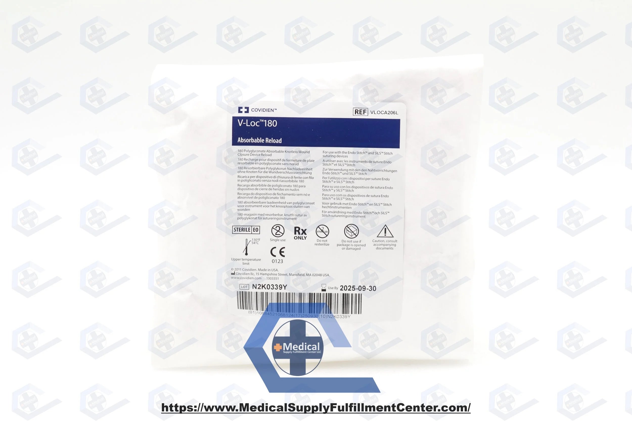 Covidien | VLOCA206L | Wound Closure Device, 2-0 Size, 6 in. Length, Blue, Stainless Steel, ABS, Nylon, Absorbable, Dual-Angle Barbs, Monofilament Construction, Uncoated